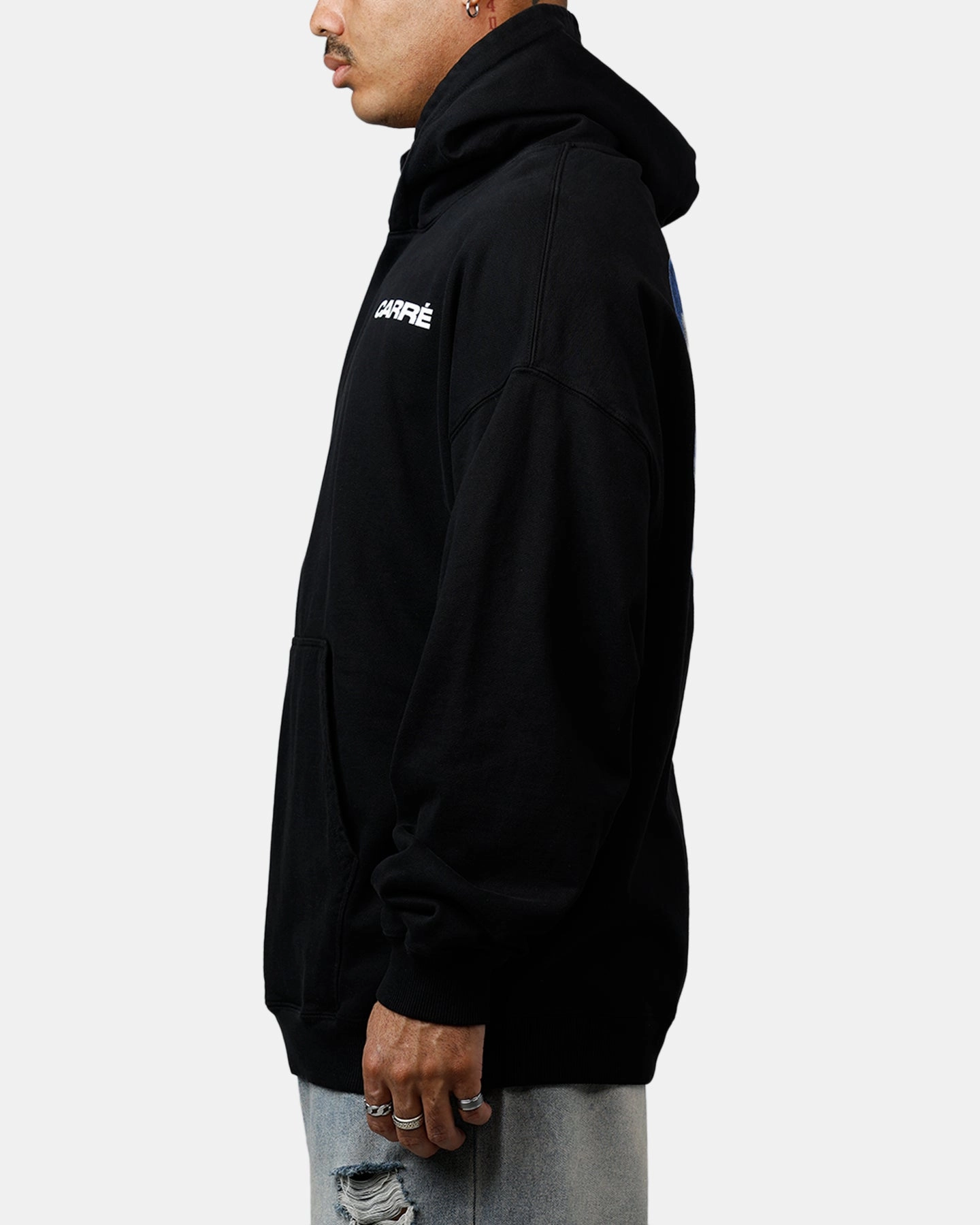 Bill Sleeveless Carre Die Hoodie Black