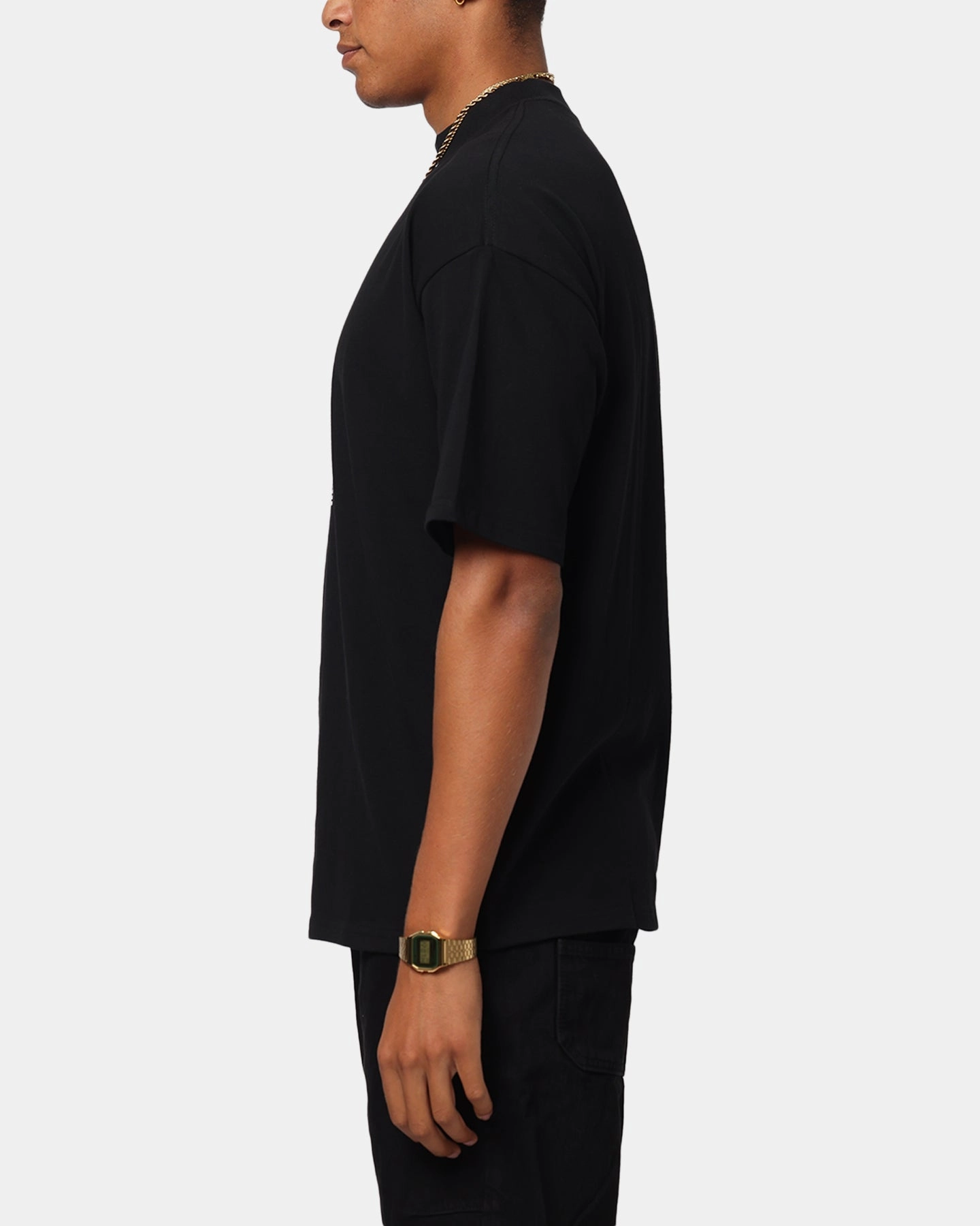 Carre Die Mock Neck T-Shirt Black Minimalist purity