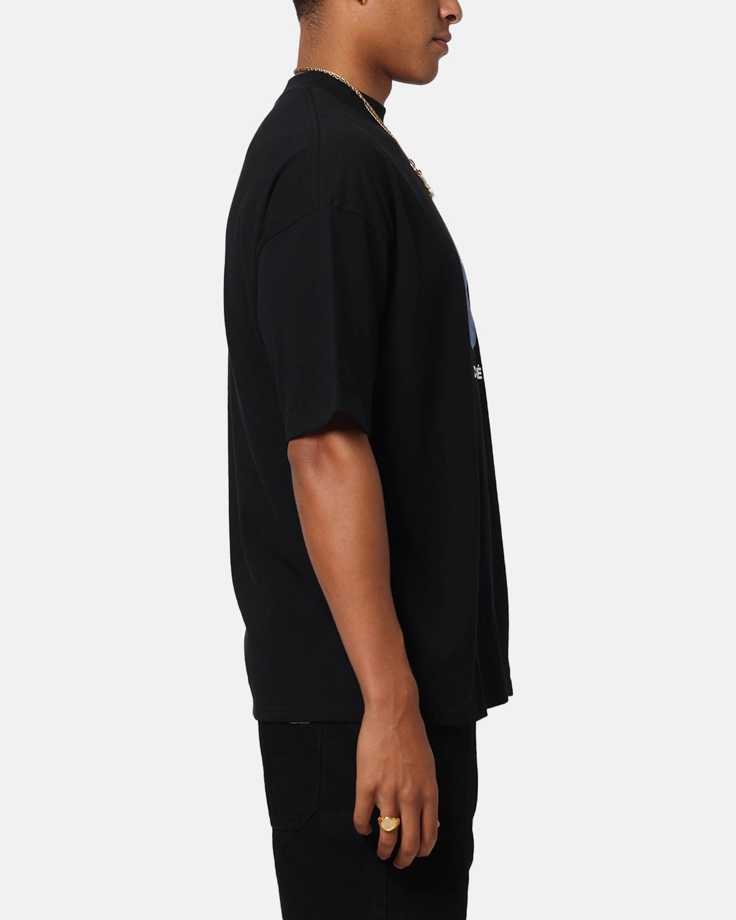 Casual Comfort Layer Carre Die Mock Neck T-Shirt Black