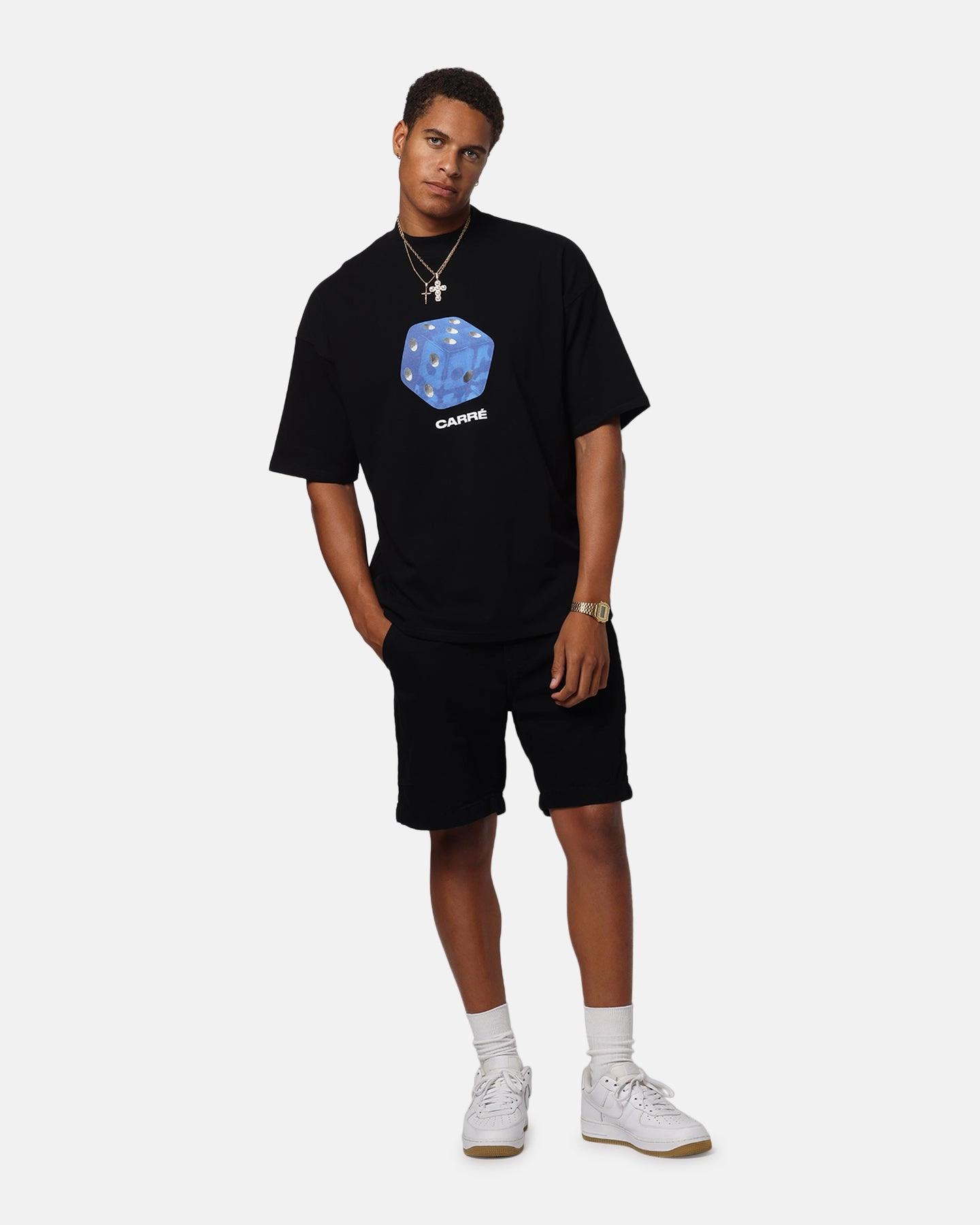 Carre Die Mock Neck T-Shirt Black Casual Essentials