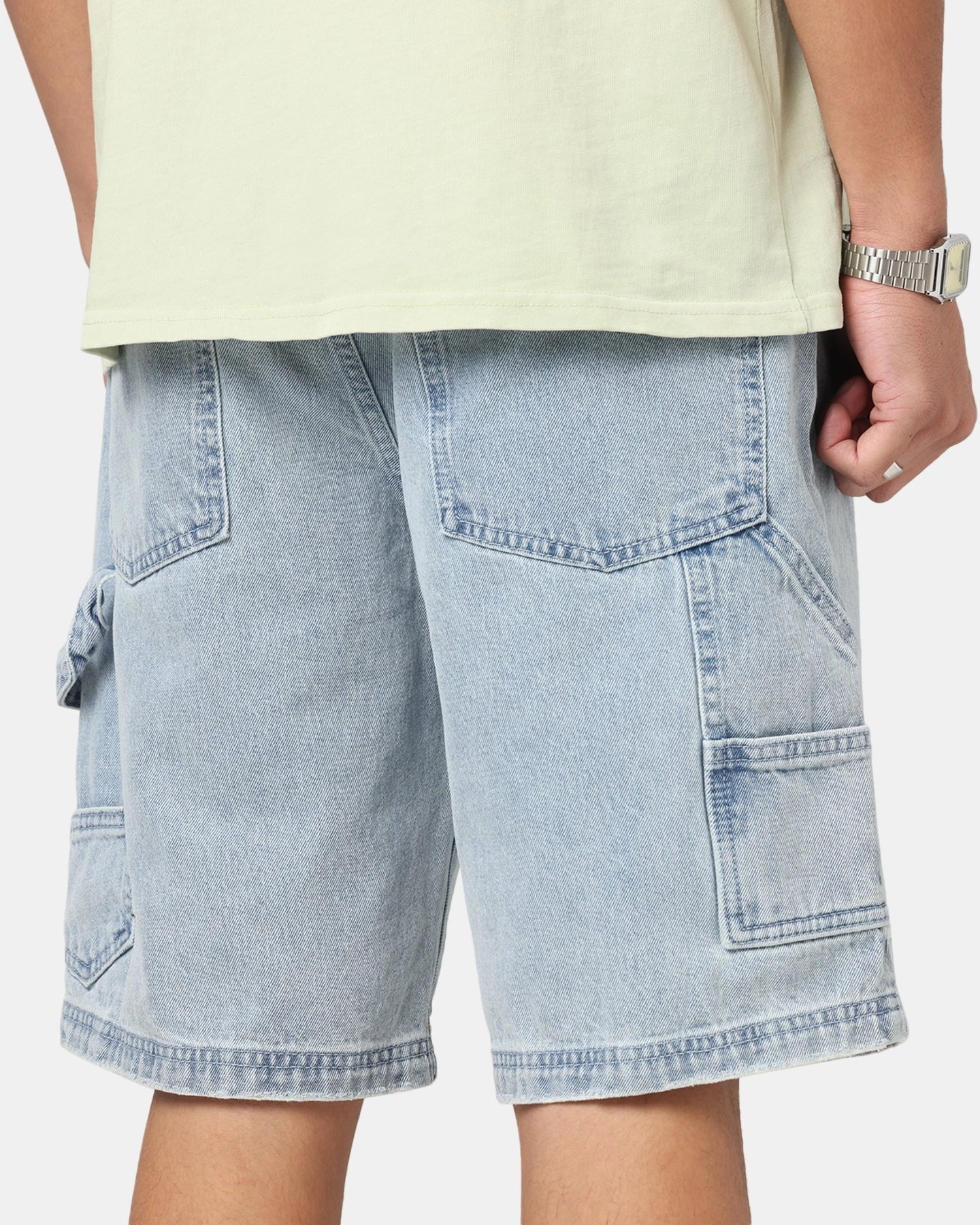 Compression Support Layer Stylish Shorts Carre Distressed Carpenter Jorts Light Blue Wash