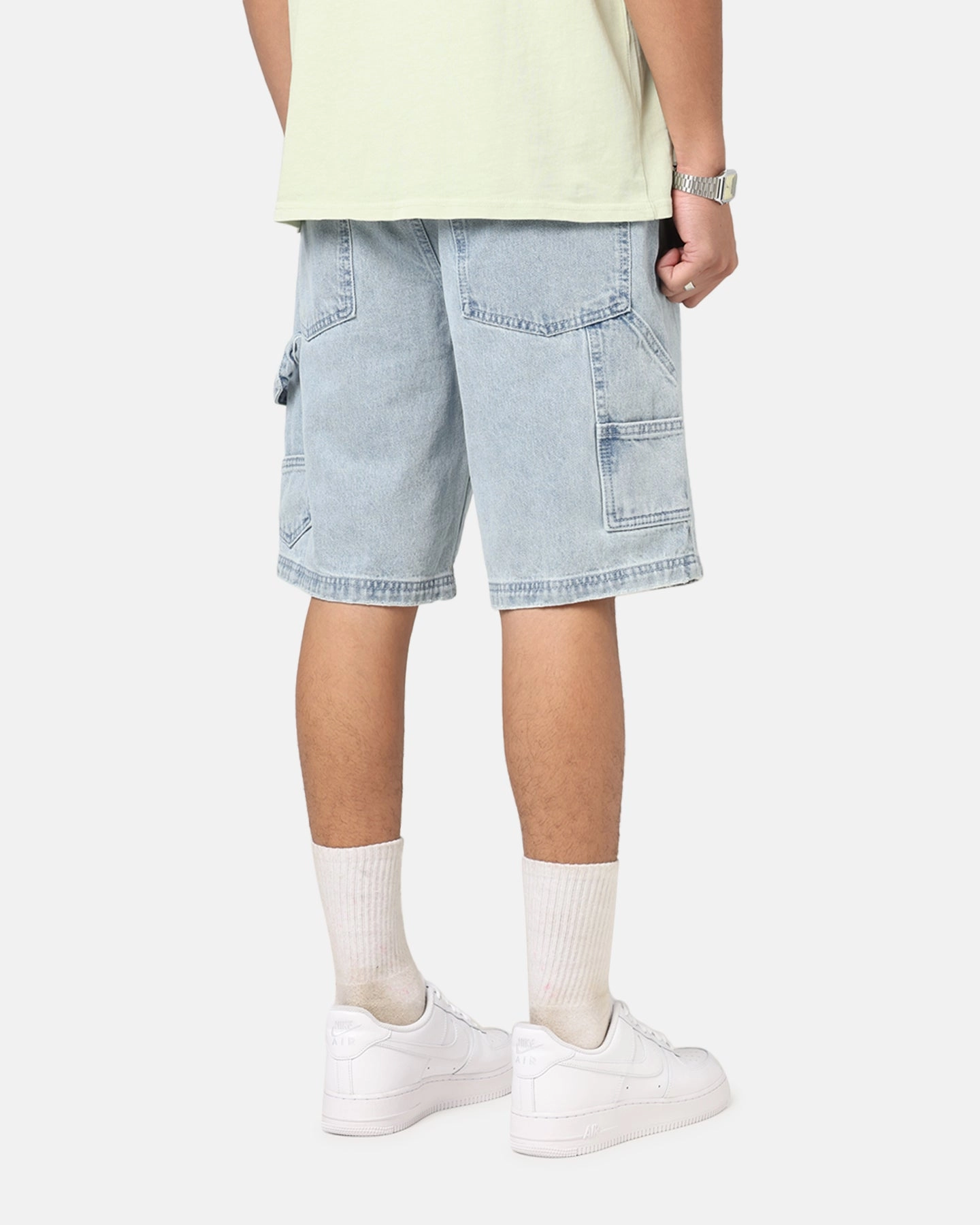 QuickReleaseBuckle Travel Clothing Carre Distressed Carpenter Jorts Light Blue Wash