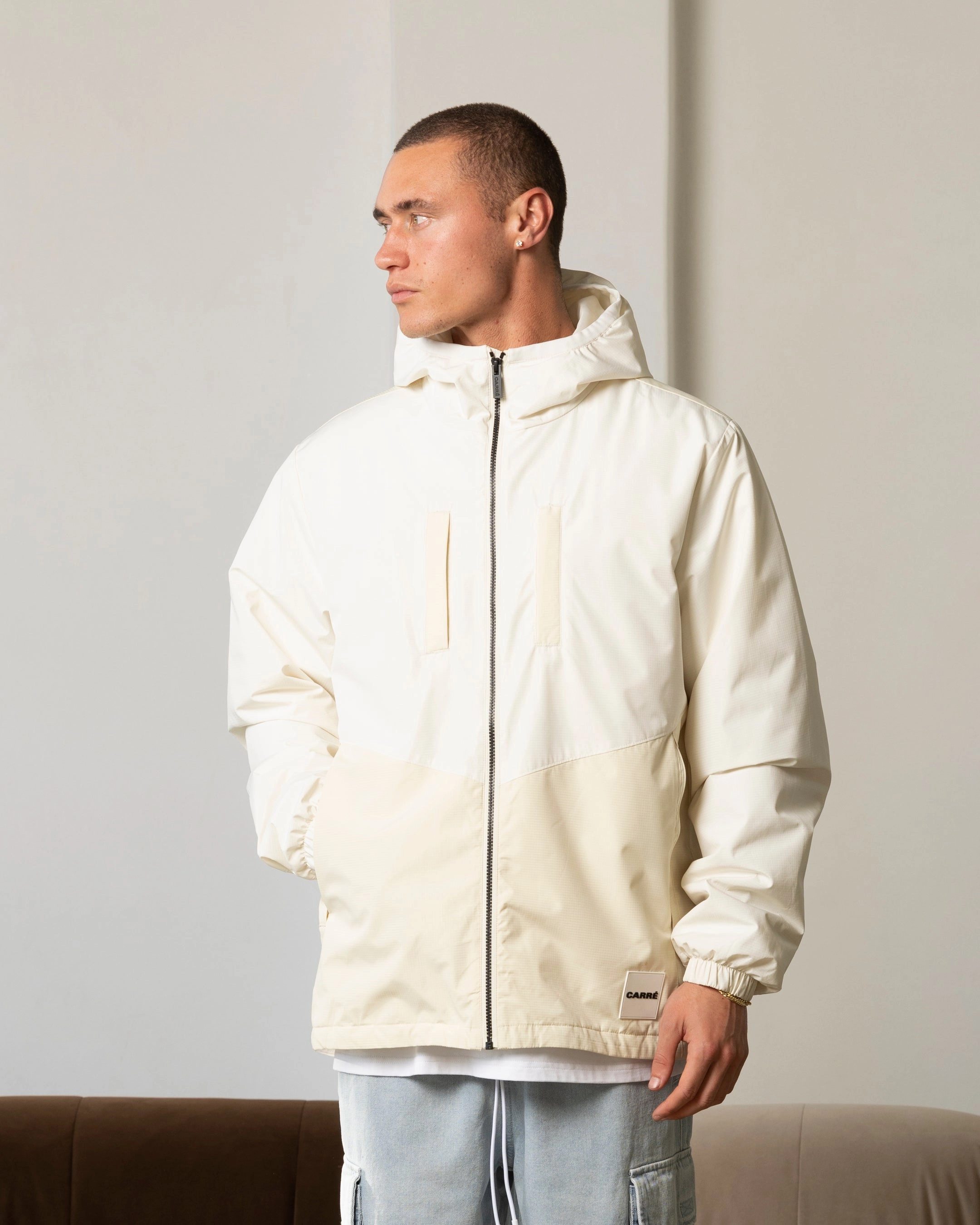 QuickDry Moisture Wicking Layer Comfort Carre Elevation Shell Jacket Stone/Off White