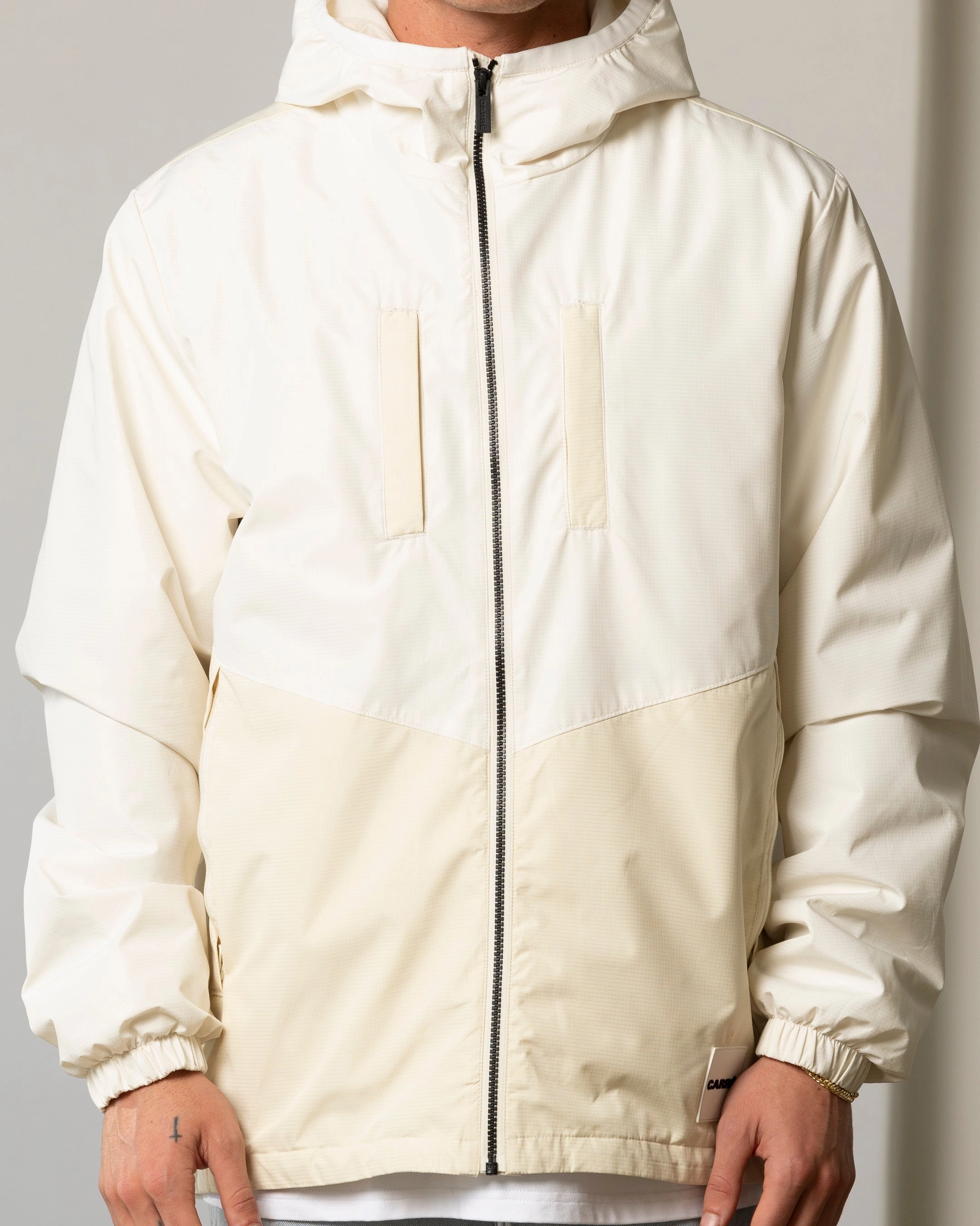 Carre Elevation Shell Jacket Stone/Off White Secure Storage Compartments cloudy