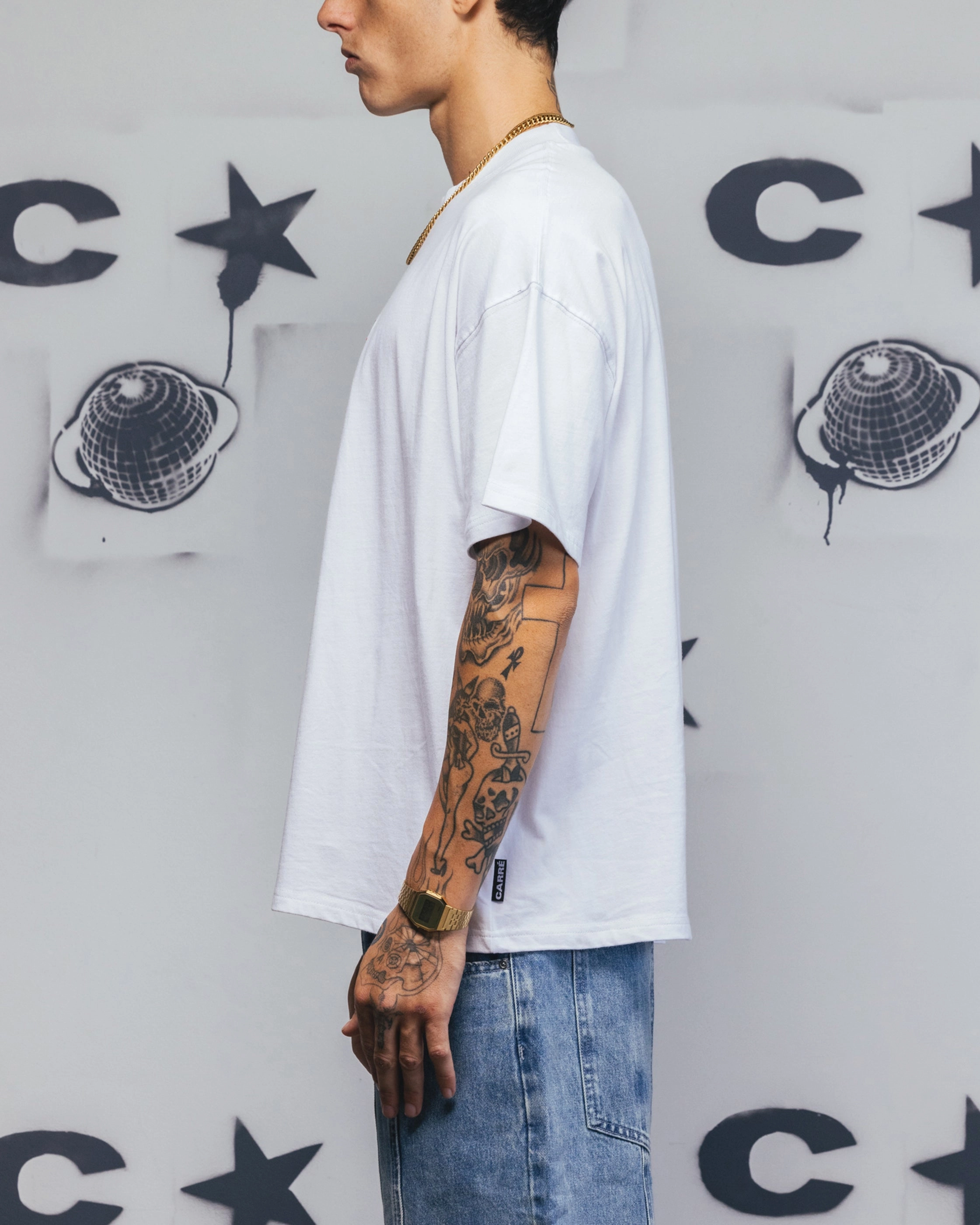 Carre Embroidered Graffiti T-Shirt White Trendy Wearable