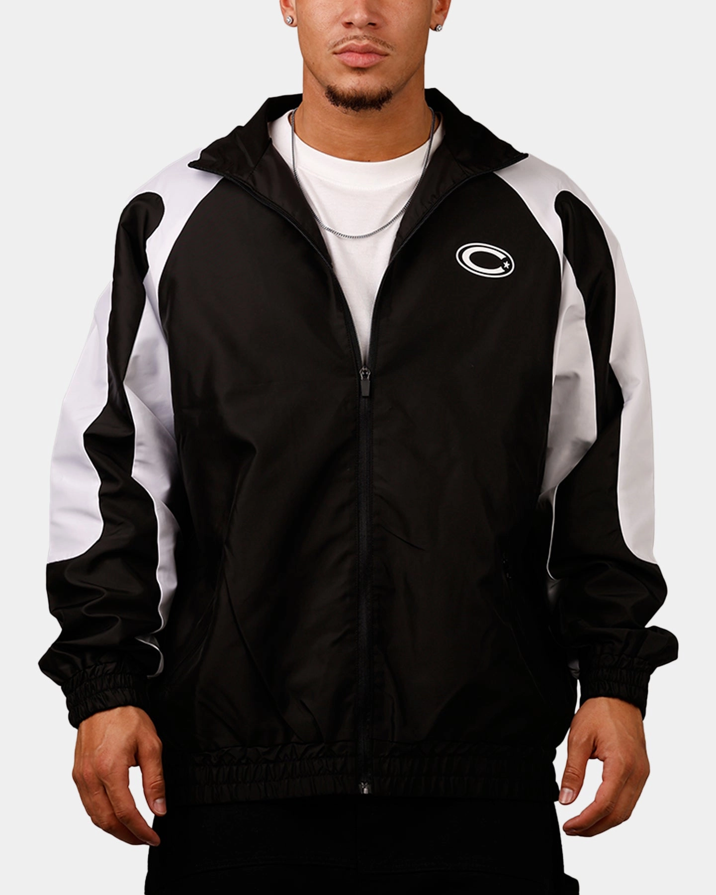 Carre Empire Panelled Jacket Black/White Grid Fleece Lining