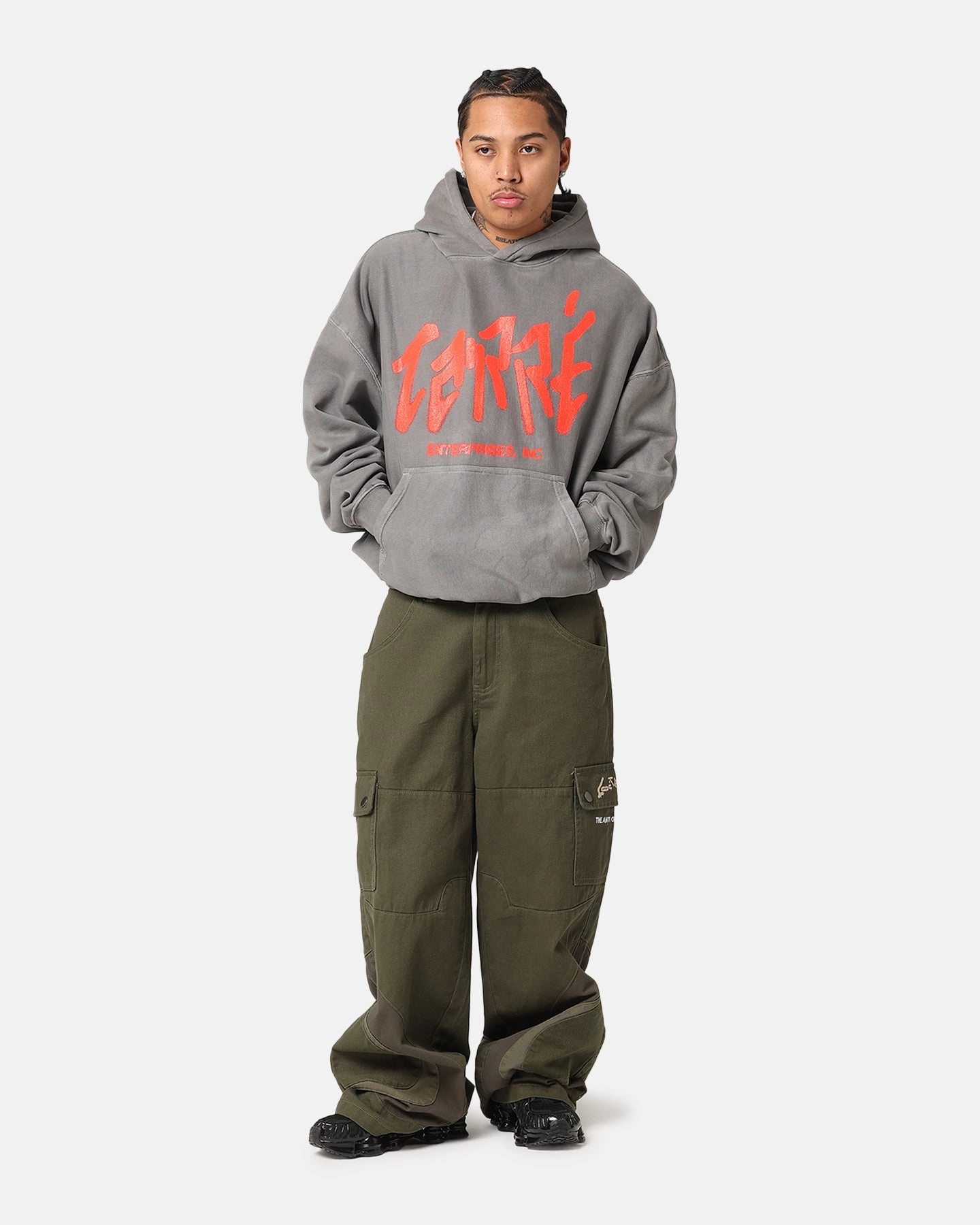 Compression Friendly Fit Full length Carre Enterprise Hoodie Washed Charcoal