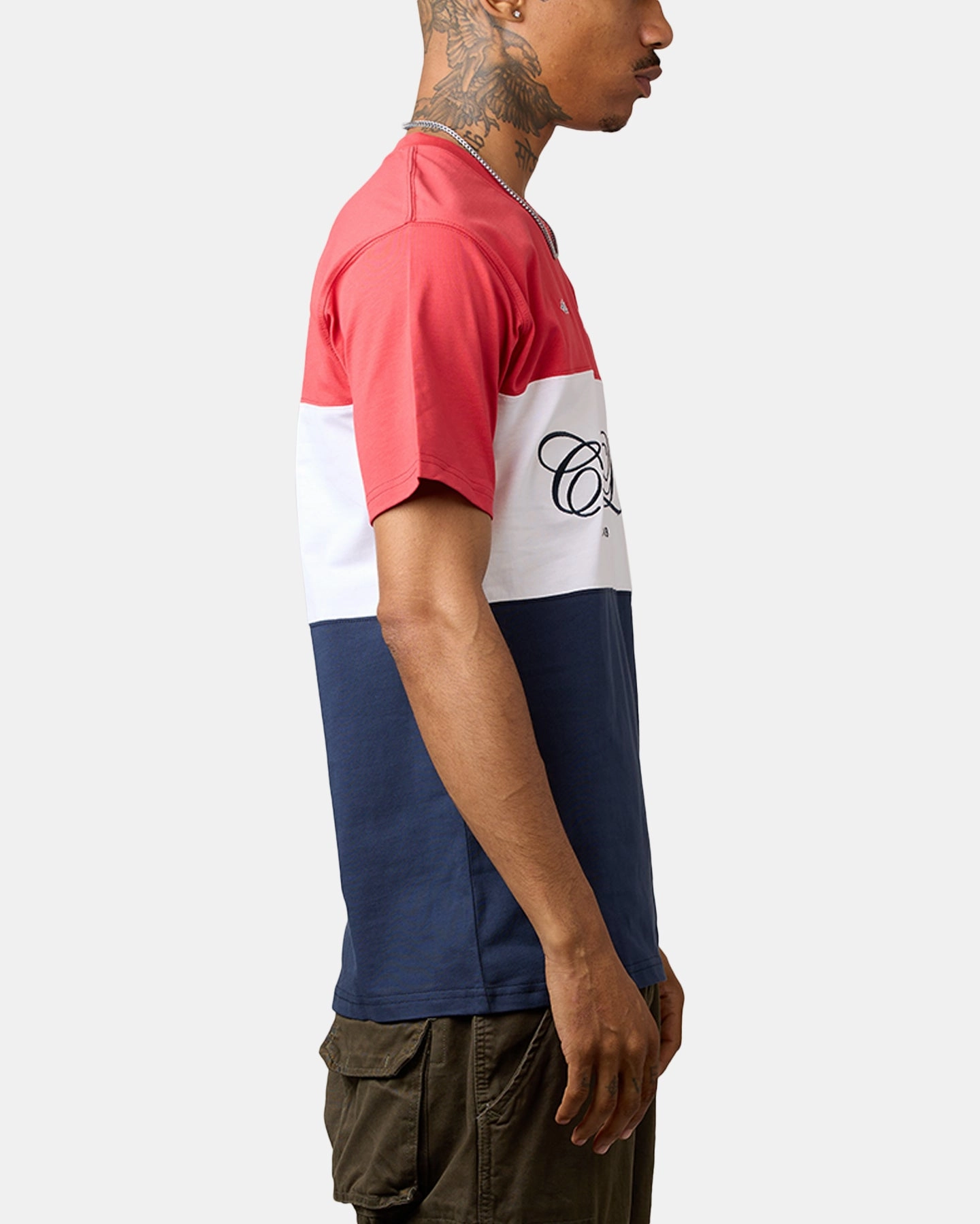 Carre Established Panel T-Shirt Red/Navy/White Round neck simplicity