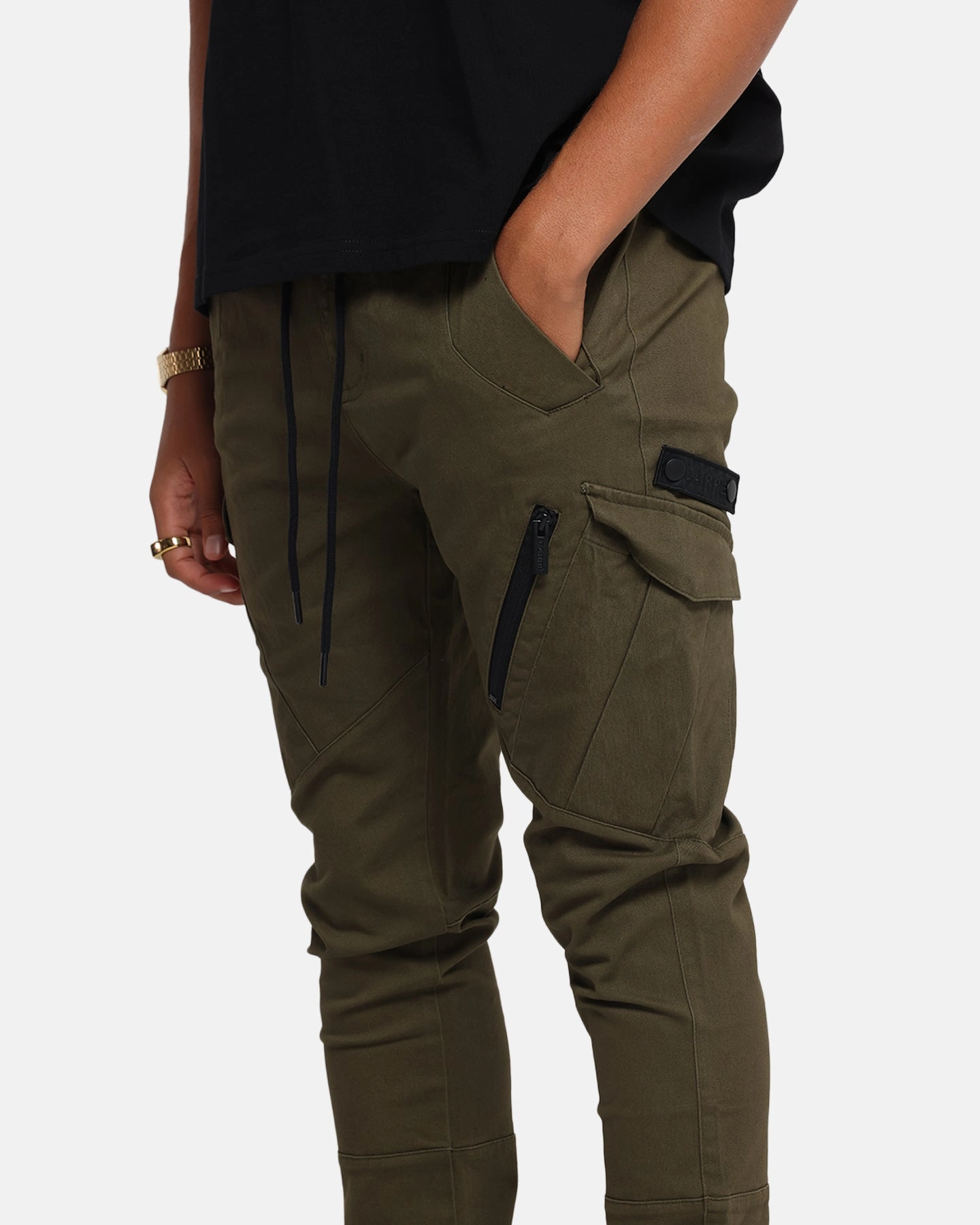 Carre Evolution Cargo Joggers Olive Green Wide Leg