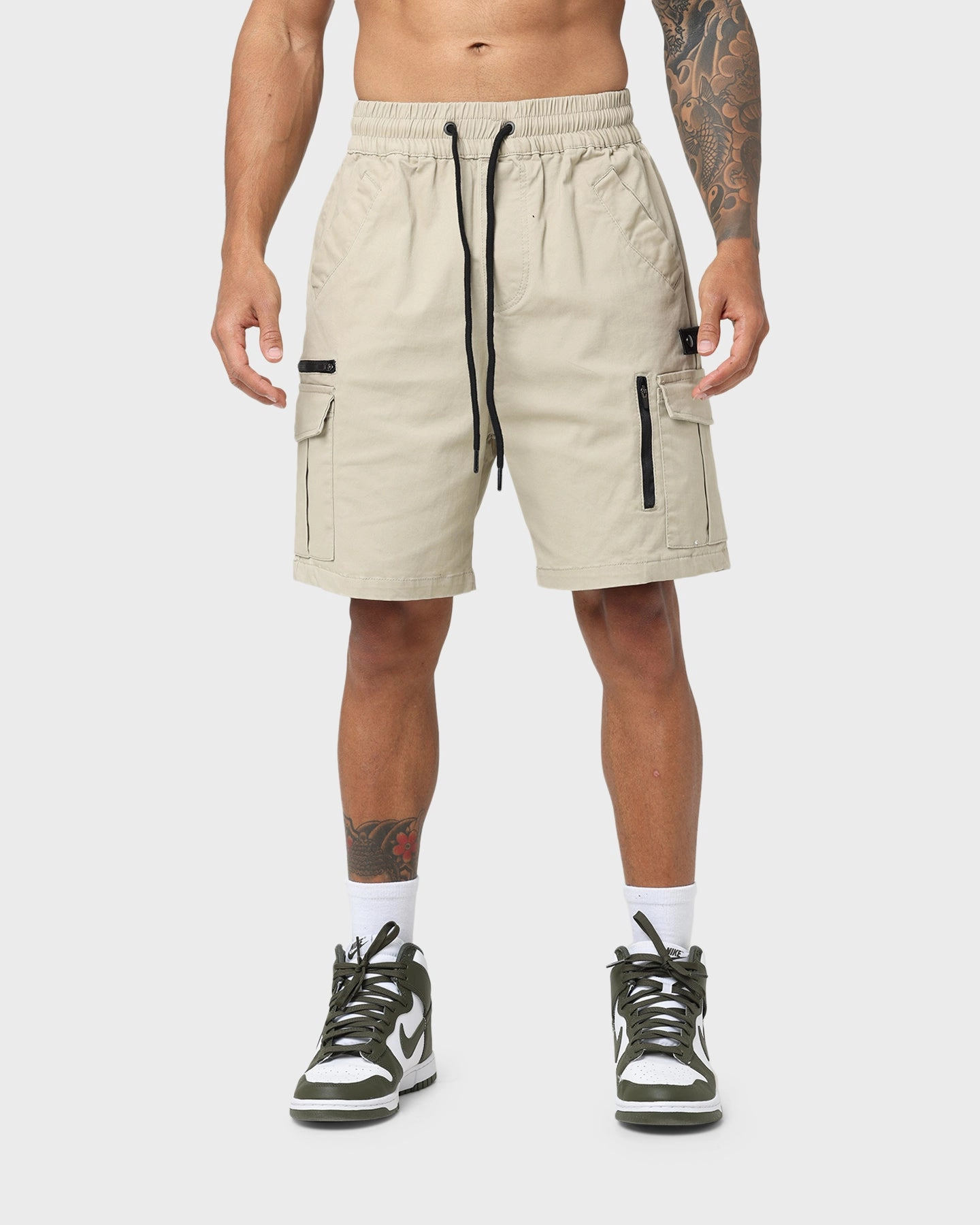 Seamless Edge Design Non Irritating Tags Carre Evolution Cargo Shorts Stone