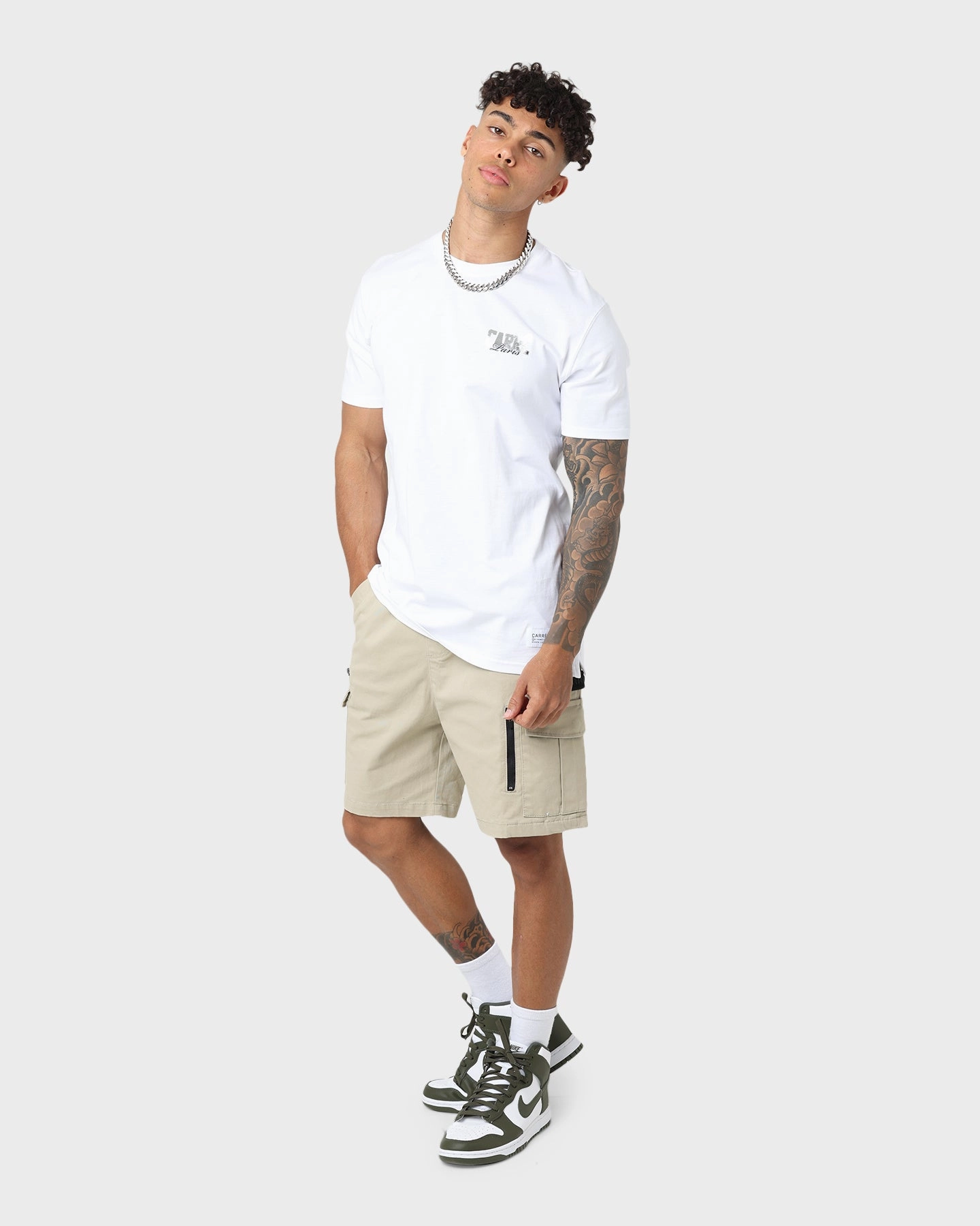 Flexible Hemline Carre Evolution Cargo Shorts Stone