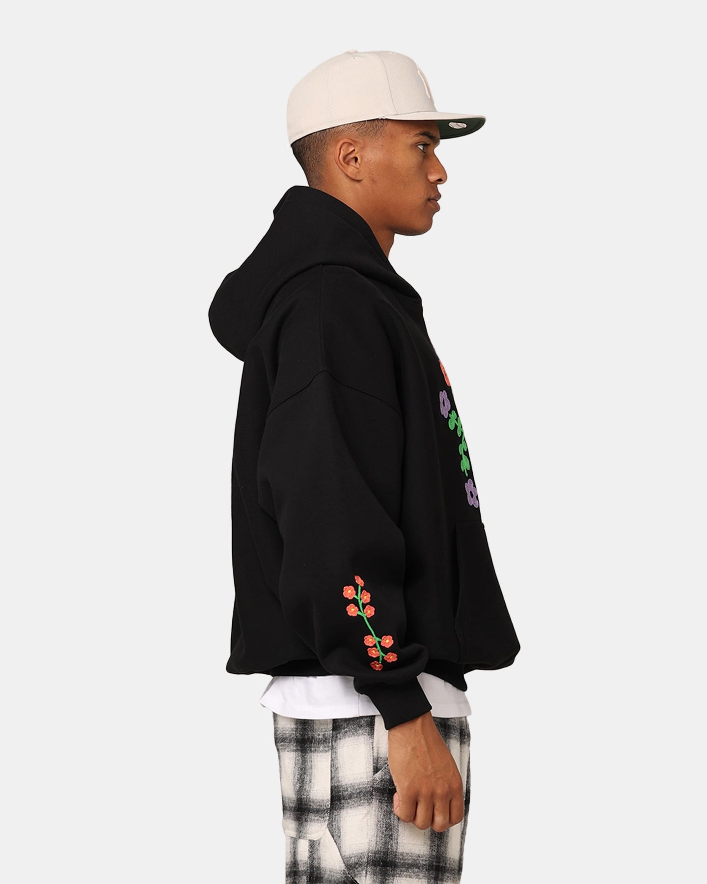 Taped Edges Carre Floraux Oversized Hoodie Black