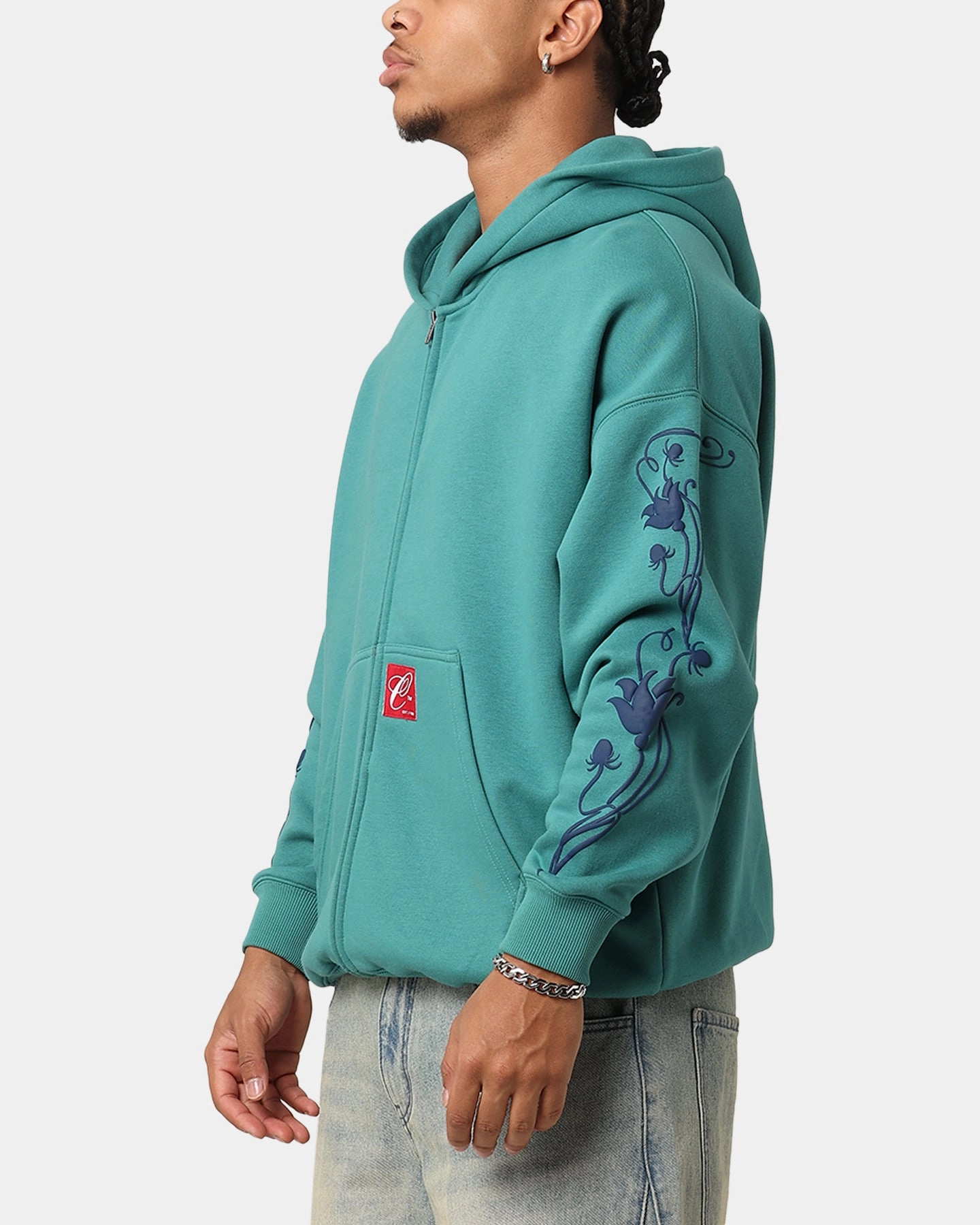 neutral - colored Pendant Carre Flower Bomb Full Zip Hoodie Oxidized Green