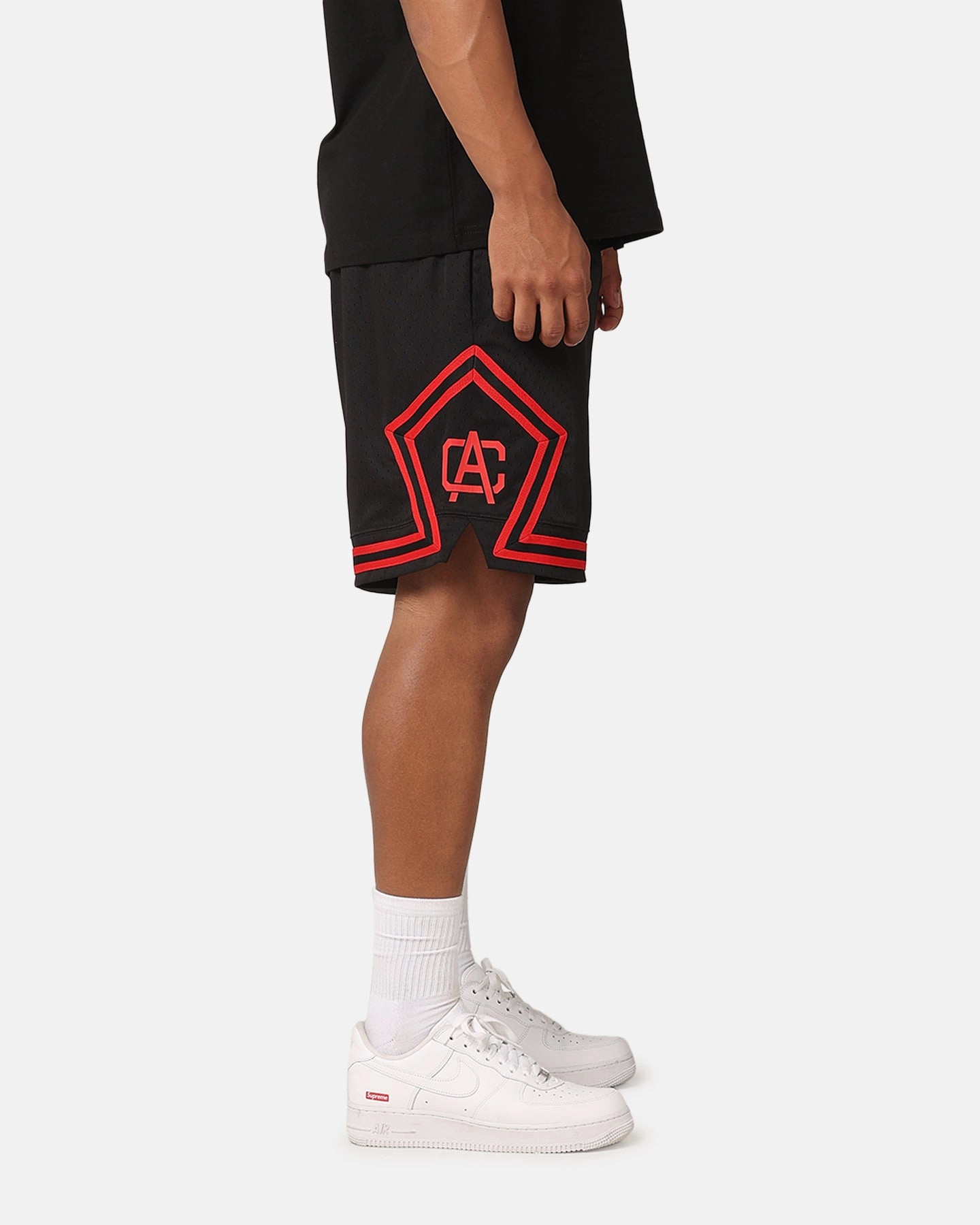 Carre Fold Mesh Basketball Shorts Black/Red dancewear