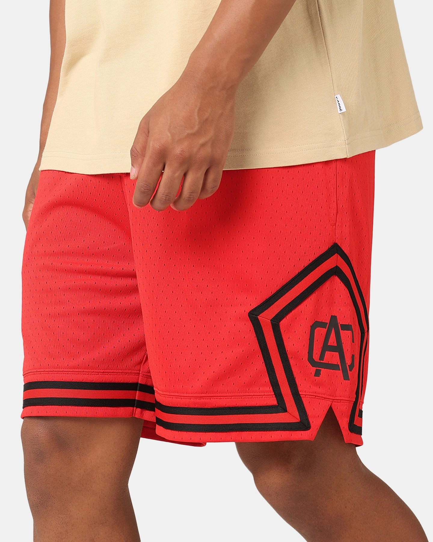 Carre Fold Mesh Basketball Shorts Red/Black Hypoallergenic Lining