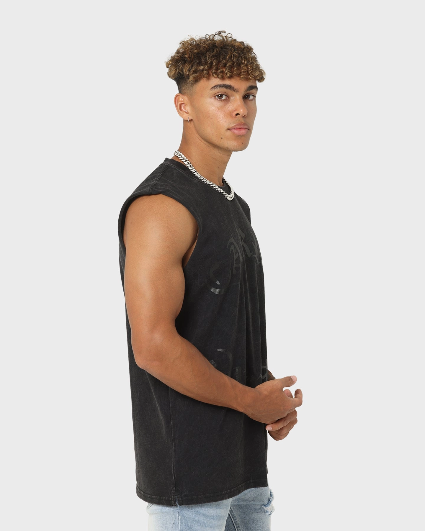 Carre Forever Muscle T-Shirt Washed Black Circular Knit Design Perfect Fit Wear