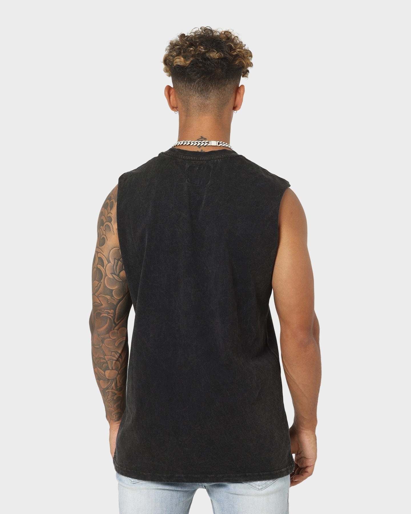Carre Forever Muscle T-Shirt Washed Black Breathable mesh panel