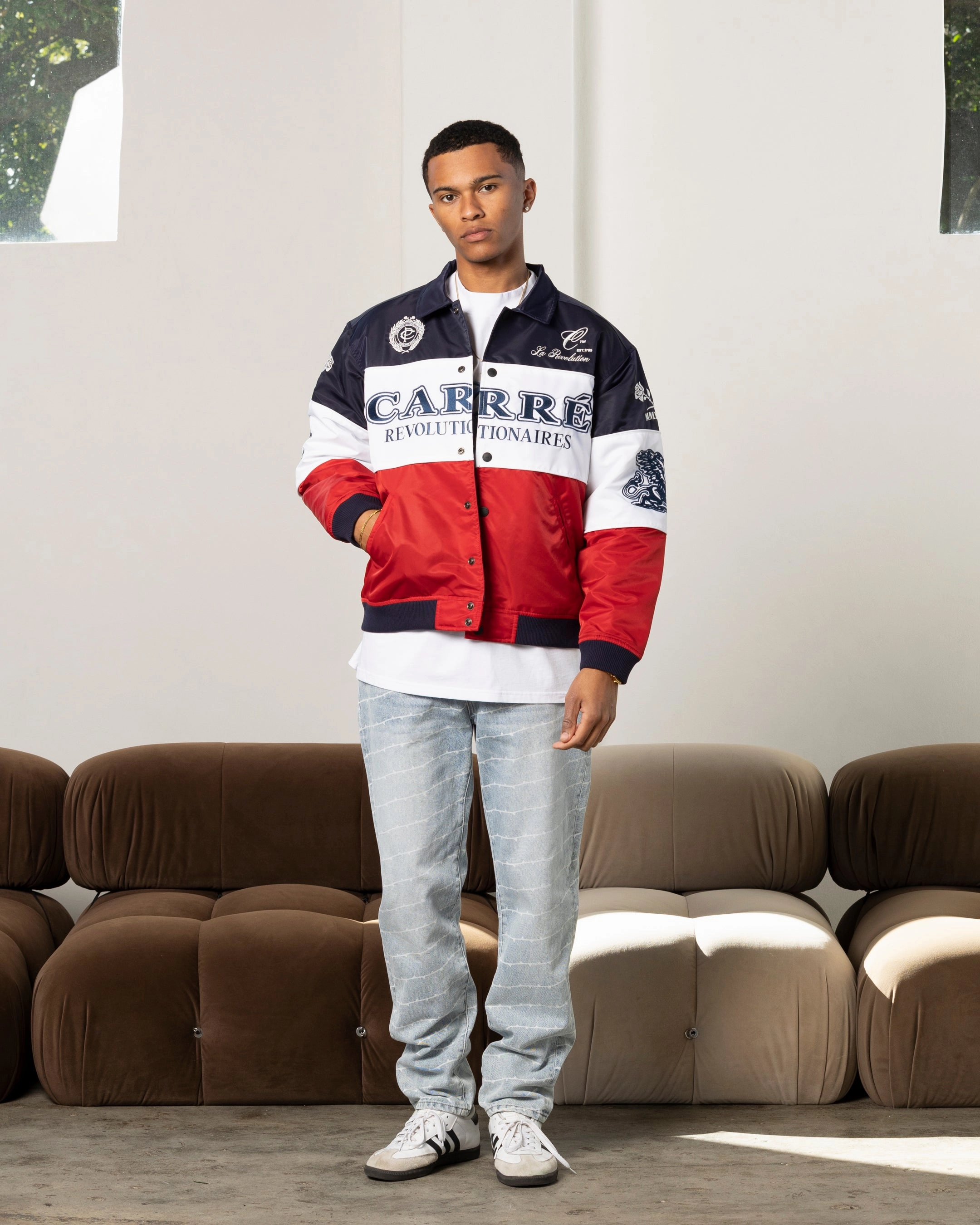 Secure Chest Pocket Adjustable Wear Carre Formula Jacket Red/White/Blue
