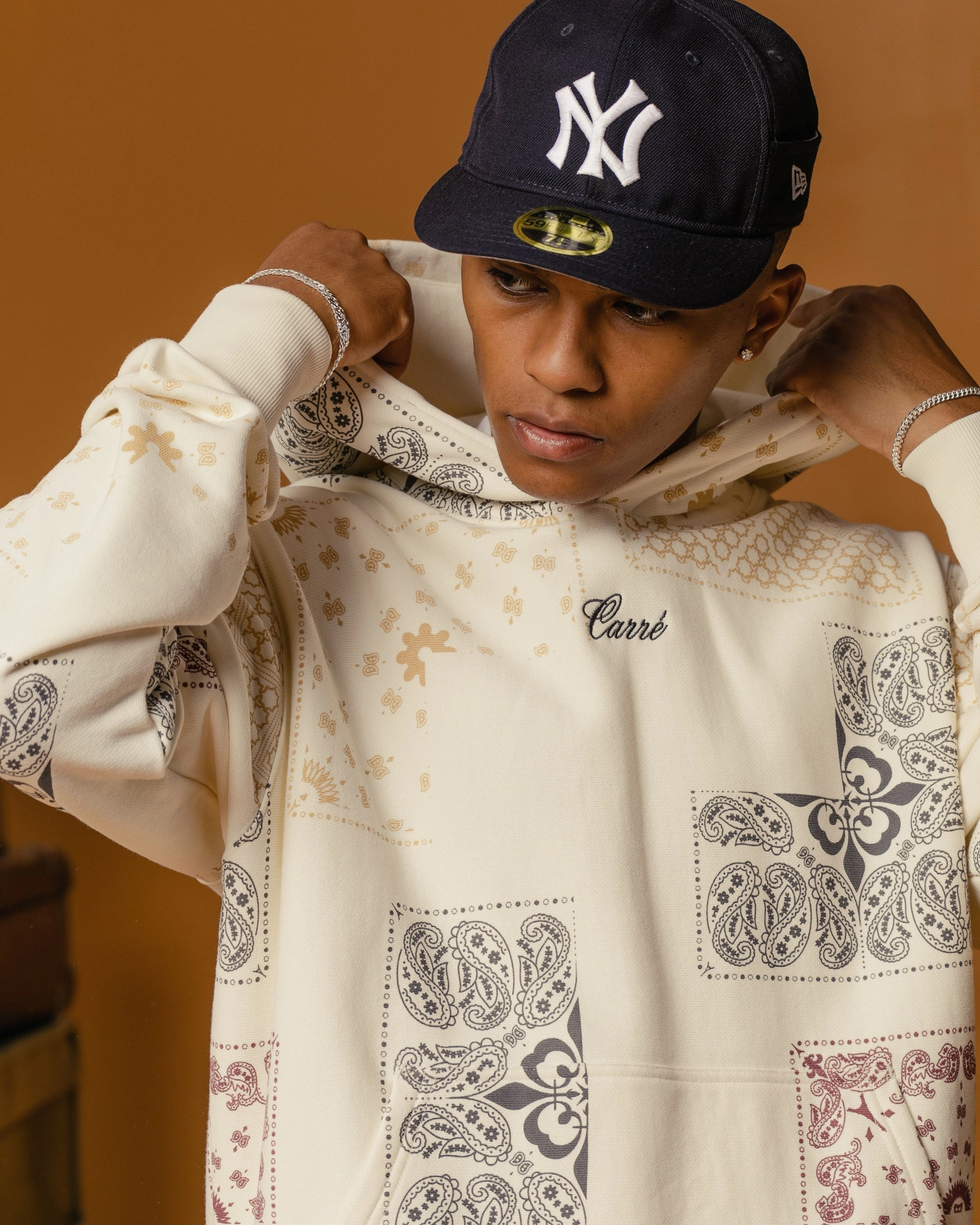 Shaving-cream Carre Fragment Paisley Hoodie Off White