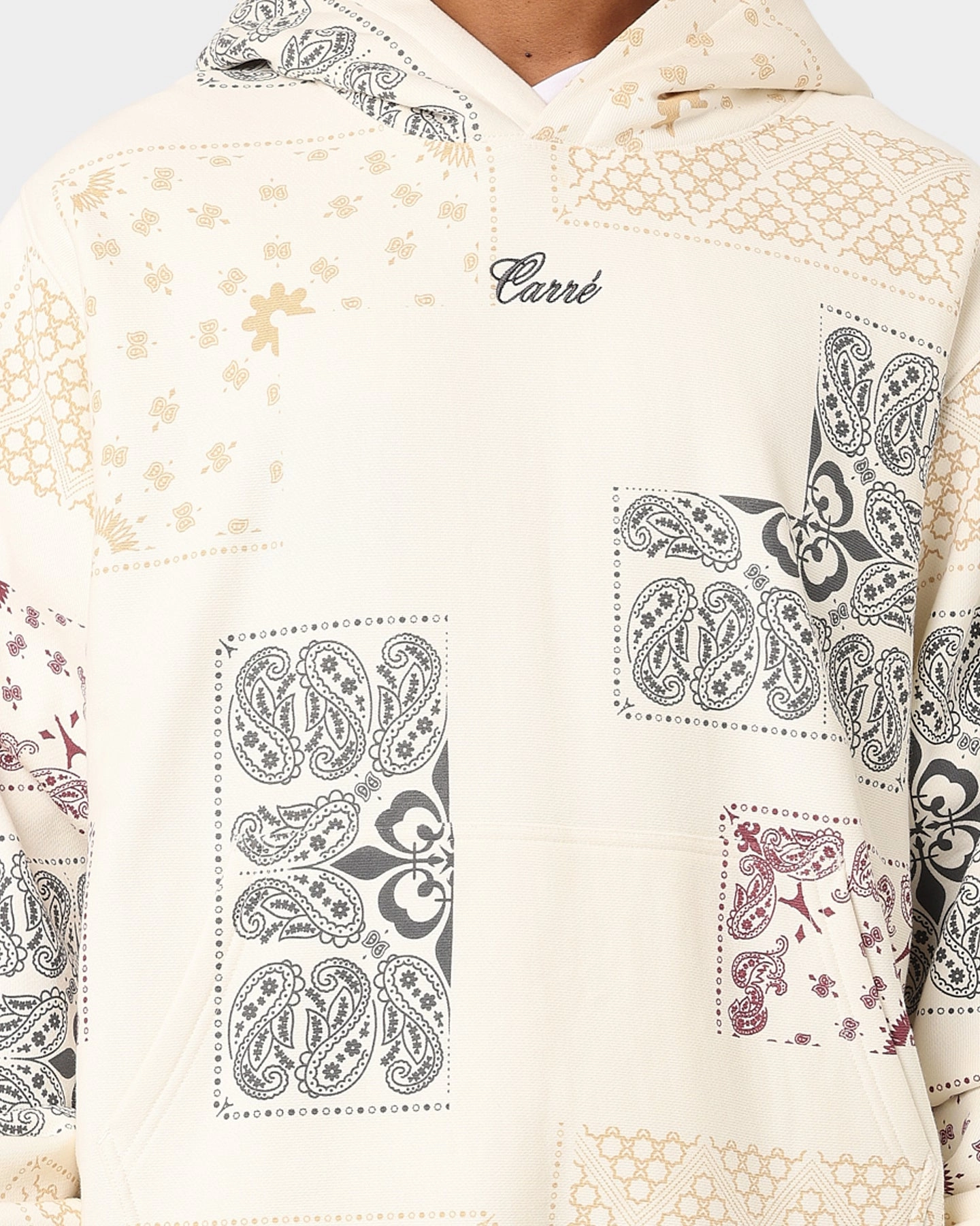 elderly people slim fit Carre Fragment Paisley Hoodie Off White