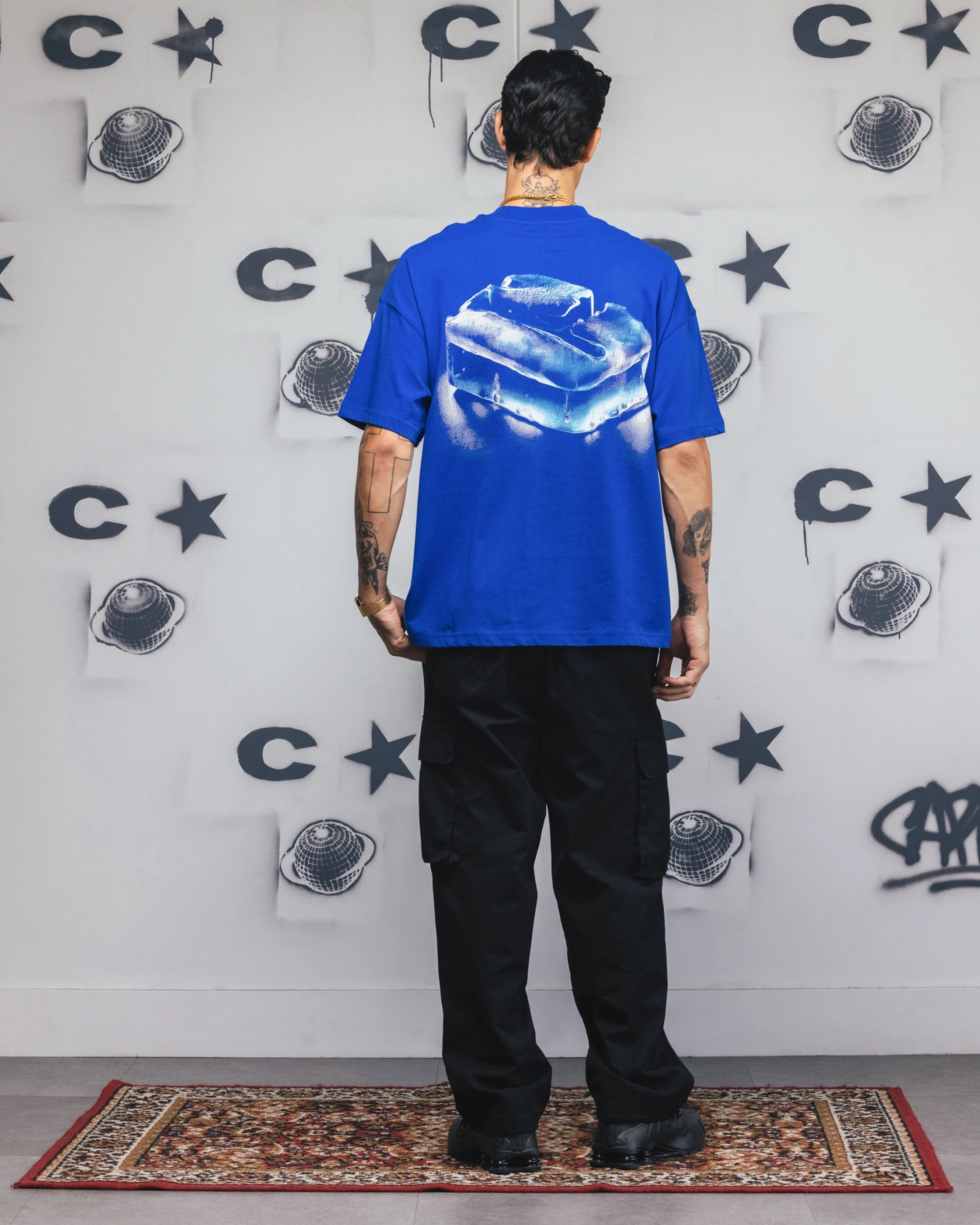 Basic Comfort Seasonal Outfit Carre Frosted T-Shirt Royal