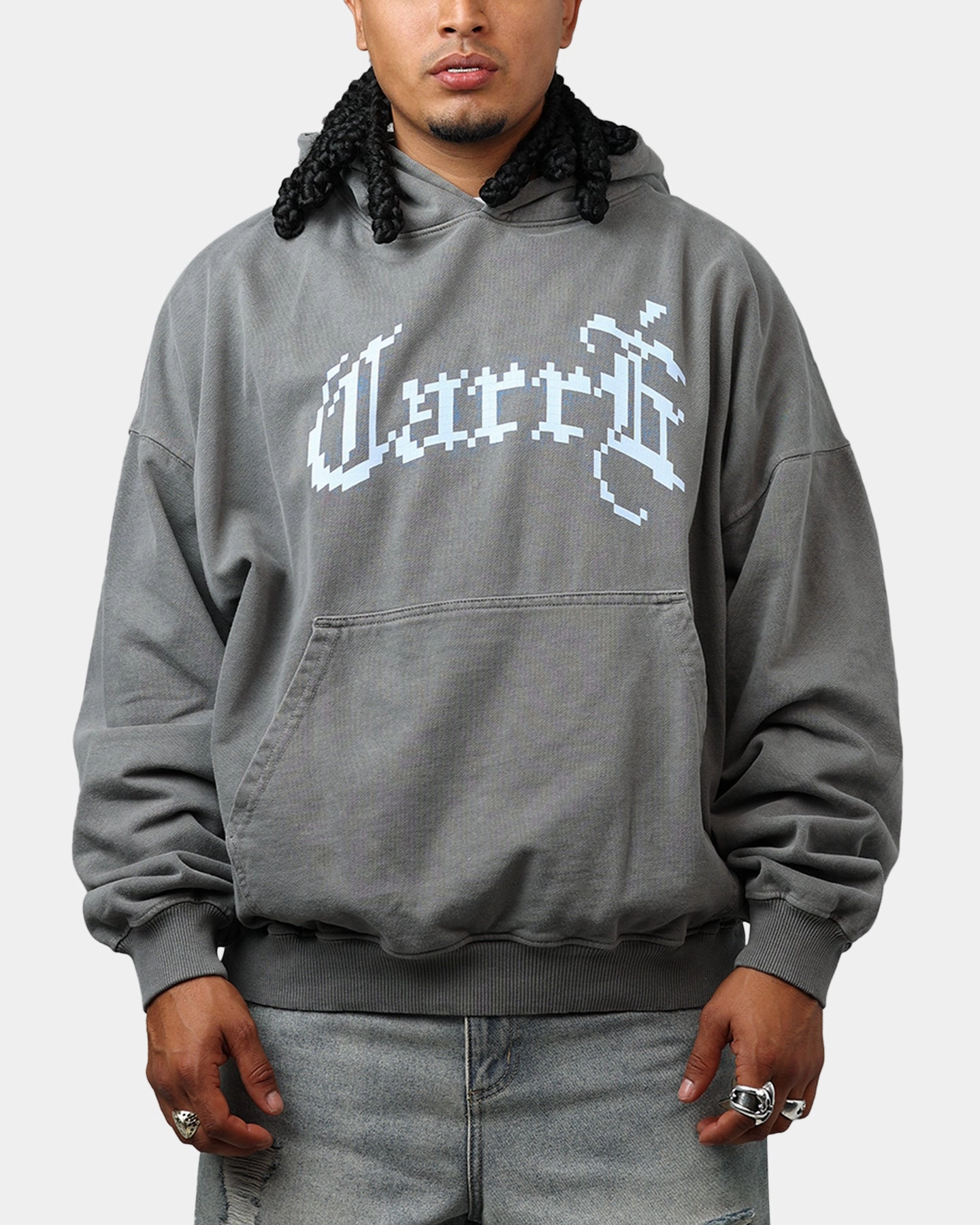 Versatile Layering Piece Carre Game Over Hoodie Washed Charcoal