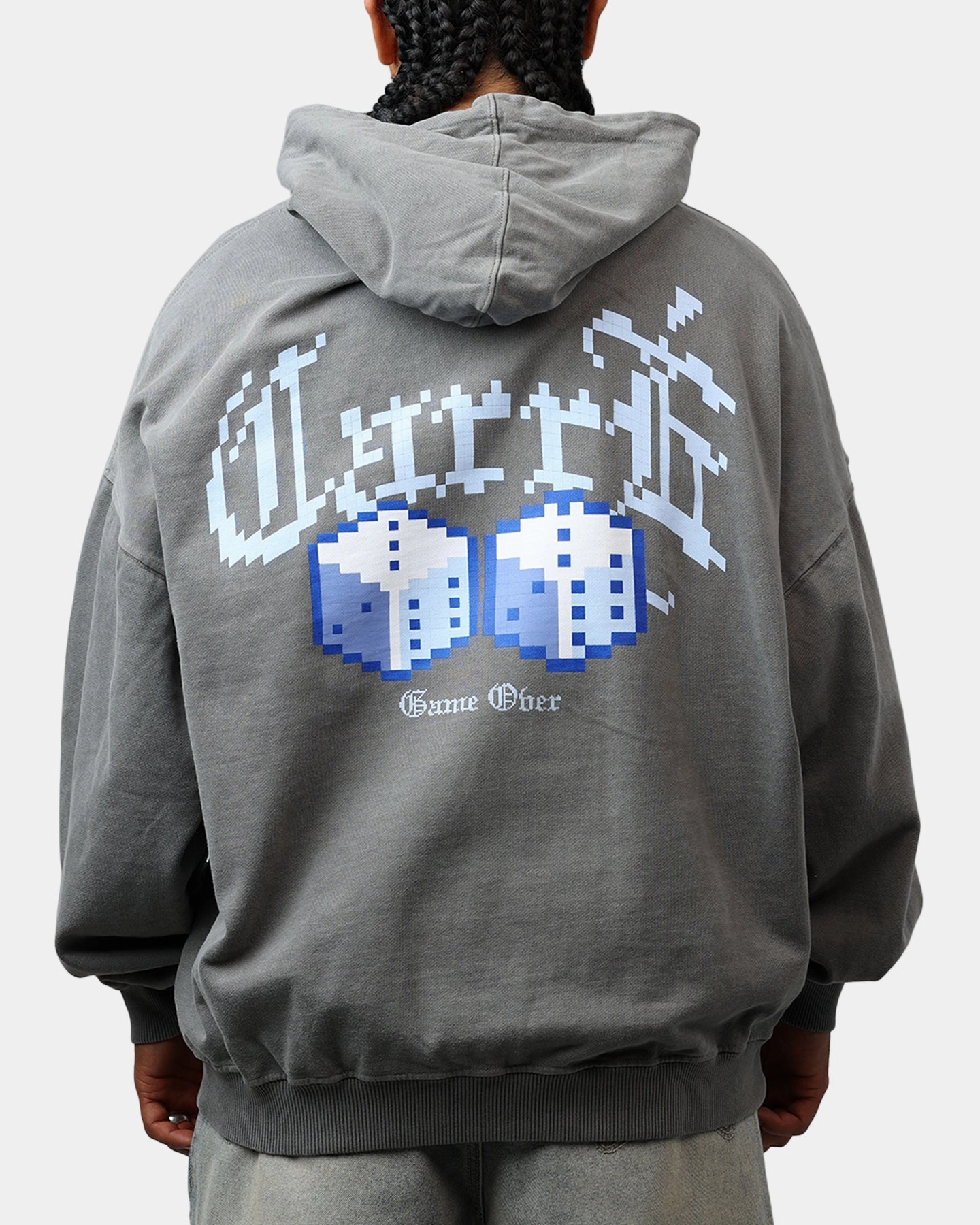 Hooded Version Carre Game Over Hoodie Washed Charcoal