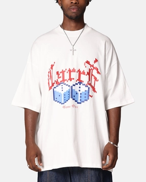 Linen blend Minimal Look Carre Game Over Mock Neck T-Shirt Off White
