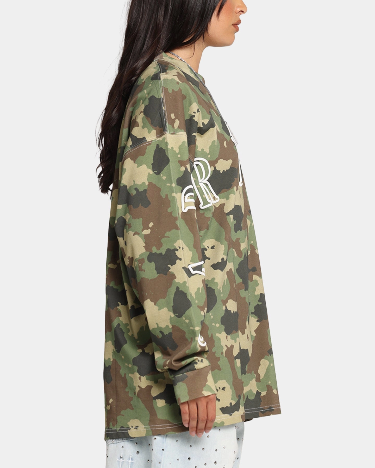 family gathering EnhancedDurabilityFinish Carre Global Oversized Long Sleeve T-Shirt Camo