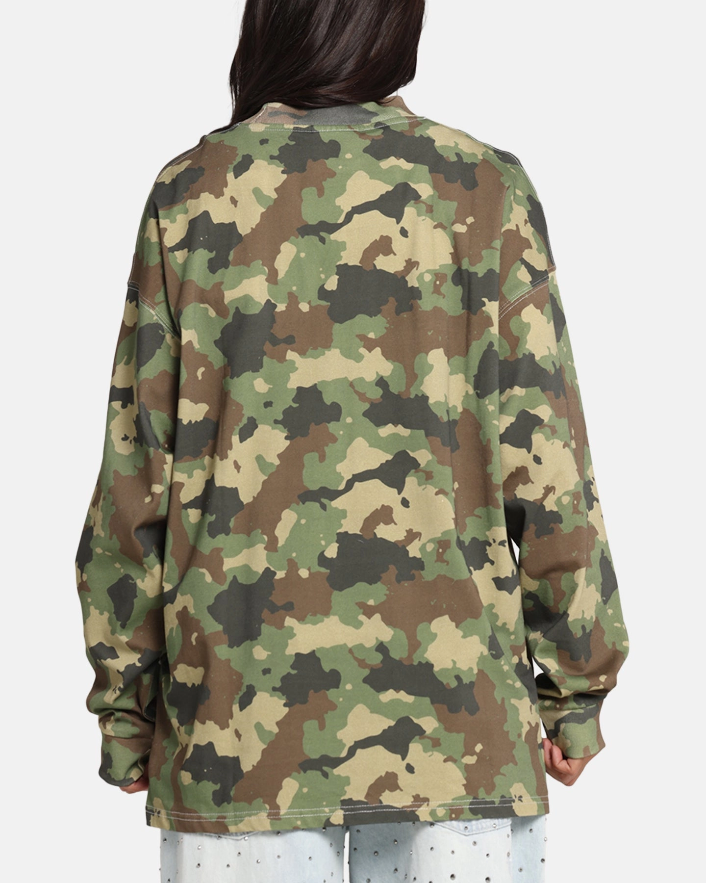 Fashion Forward Summer Ready Carre Global Oversized Long Sleeve T-Shirt Camo