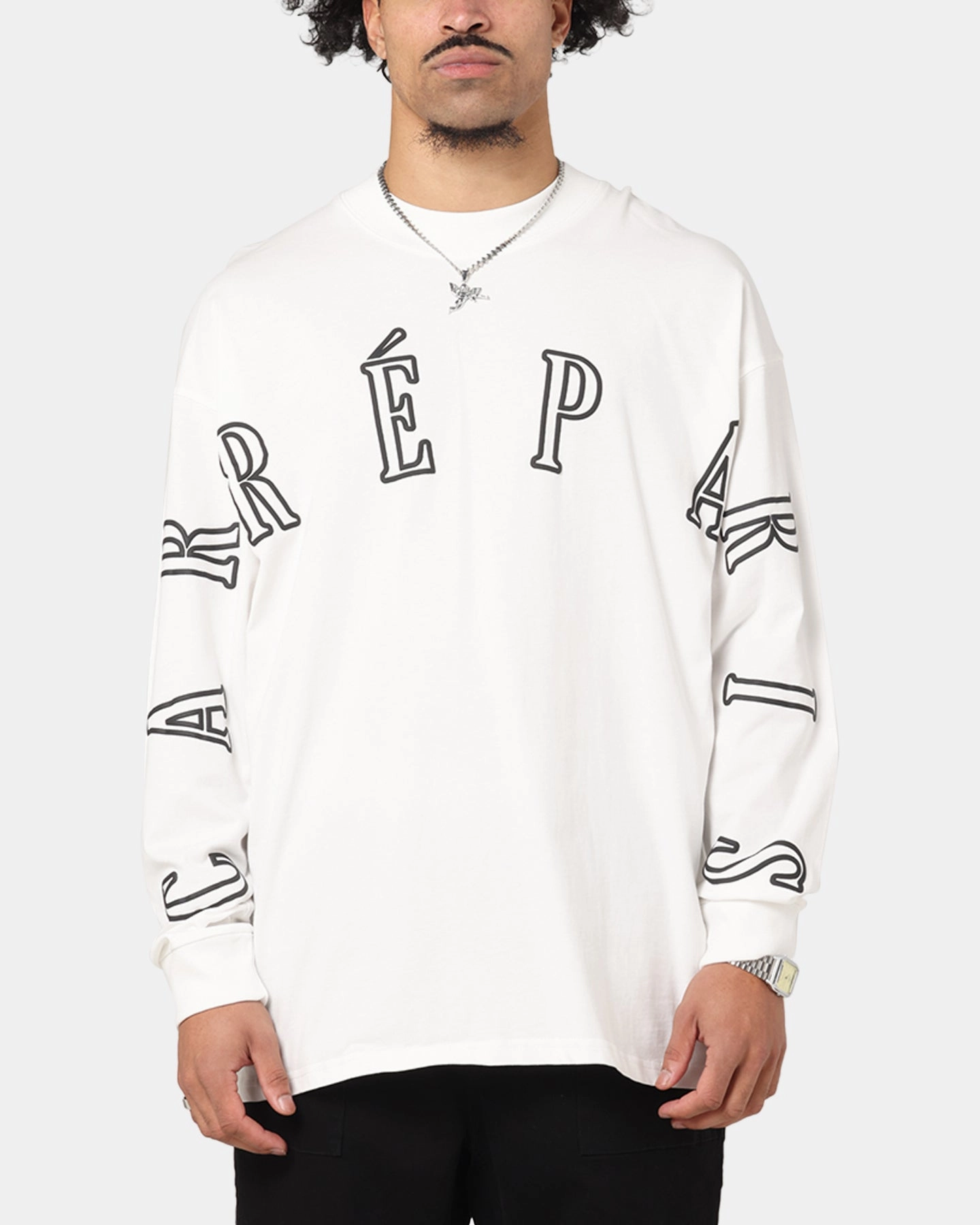 Carre Global Oversized Long Sleeve T-Shirt Off White Quick Release Hem Soft Texture