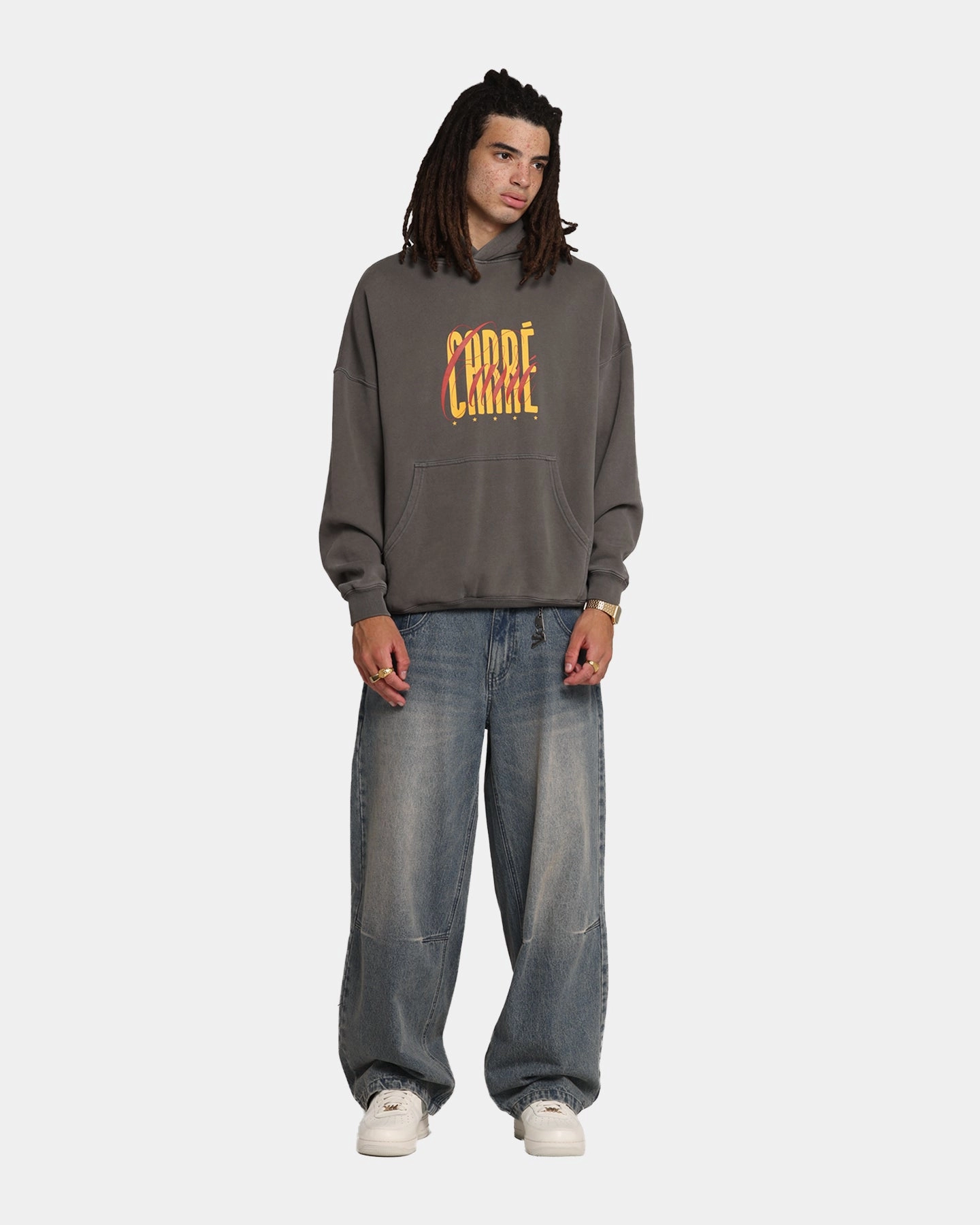 Carre Golden Scale Hoodie Washed Charcoal Camouflage Pattern