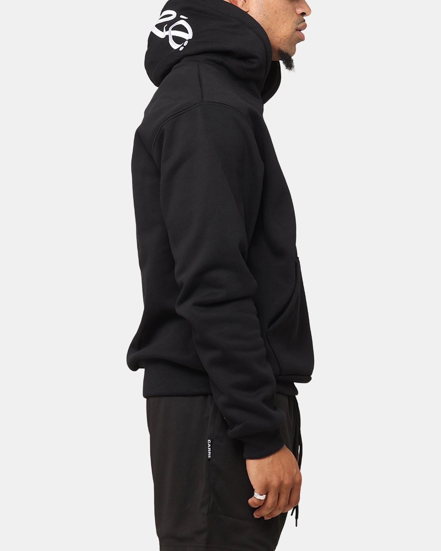 Carre Graffiti Hoodie Black Laser Cut Edges Low Maintenance Fabric