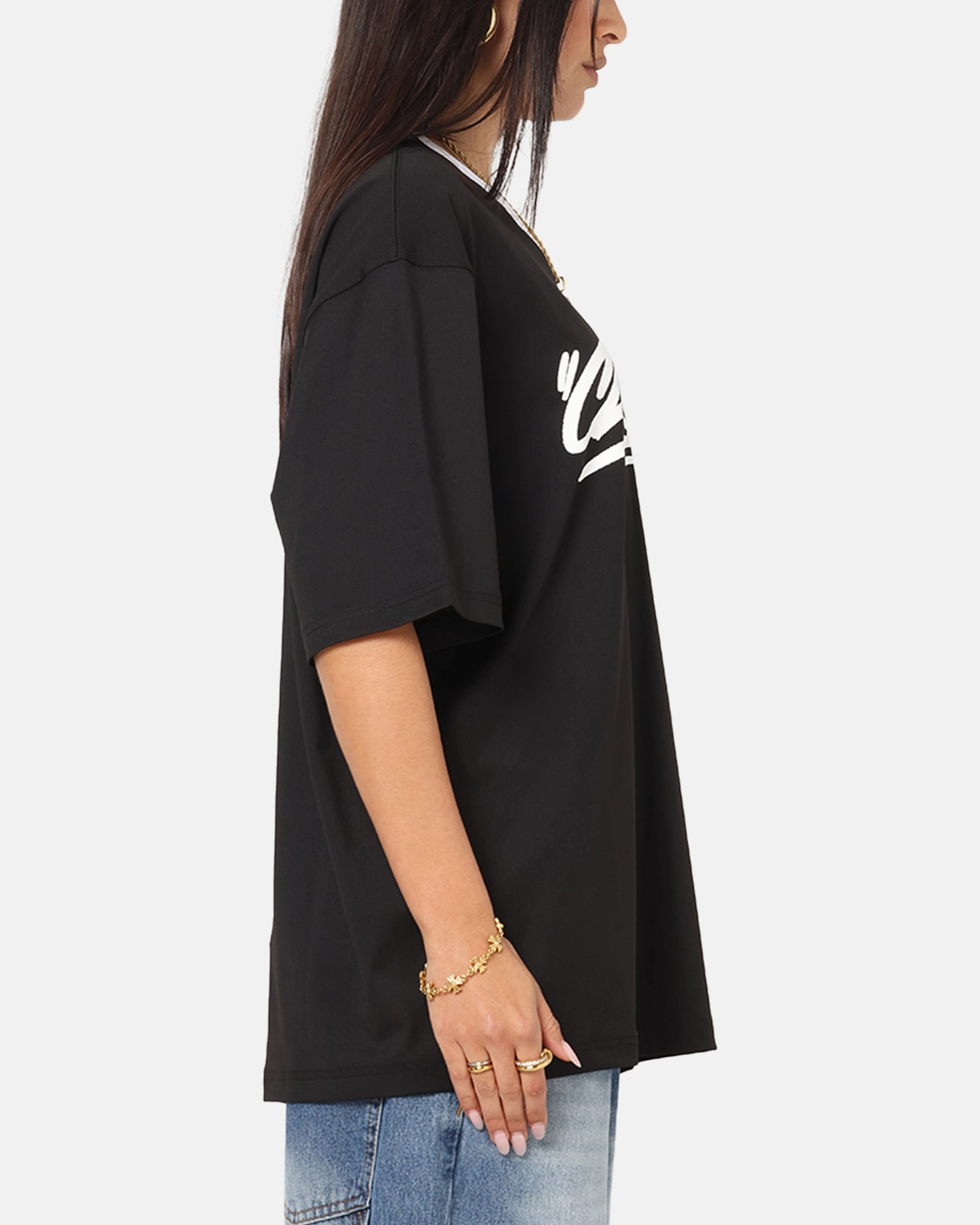 Carre Graffiti Jersey T-Shirt Black Low Impact Processing Comfortable Stretch