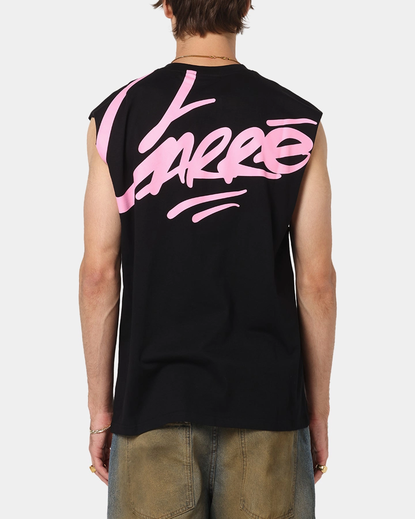 Carre Graffiti Muscle T-Shirt Black/Pink WrinkleResistant