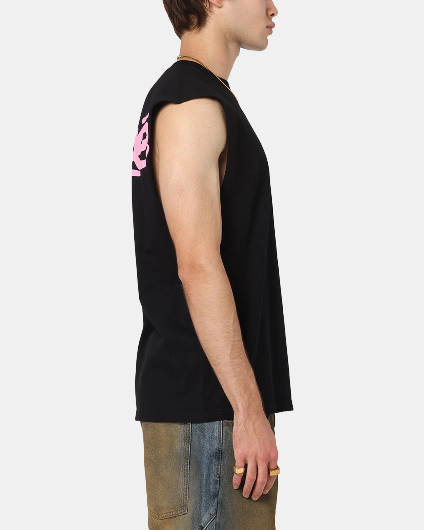 Carre Graffiti Muscle T-Shirt Black/Pink Minimalist Layer Pocket Reinforcement