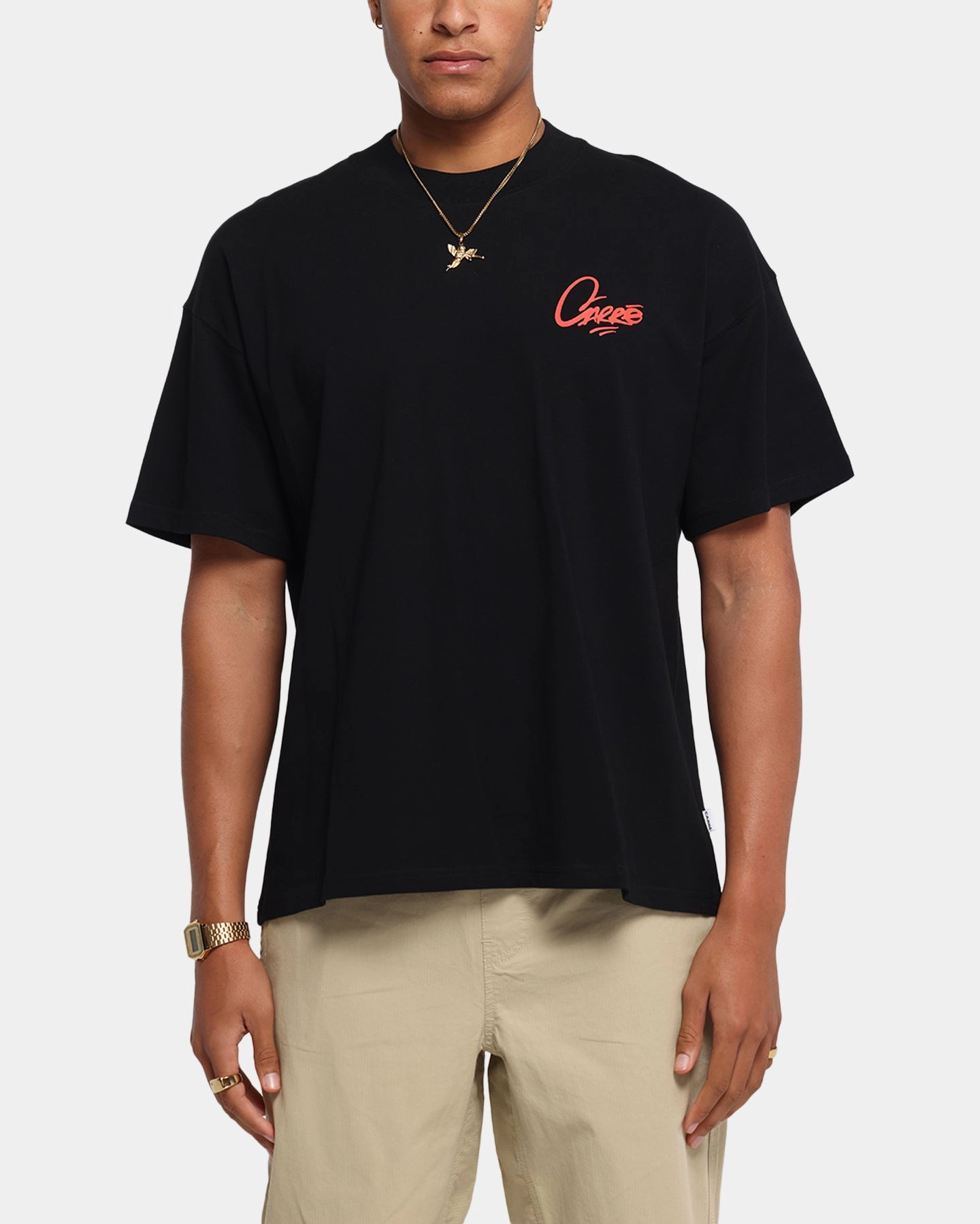 brandable Carre Graffiti Oversized Ringer T-Shirt Black/Red