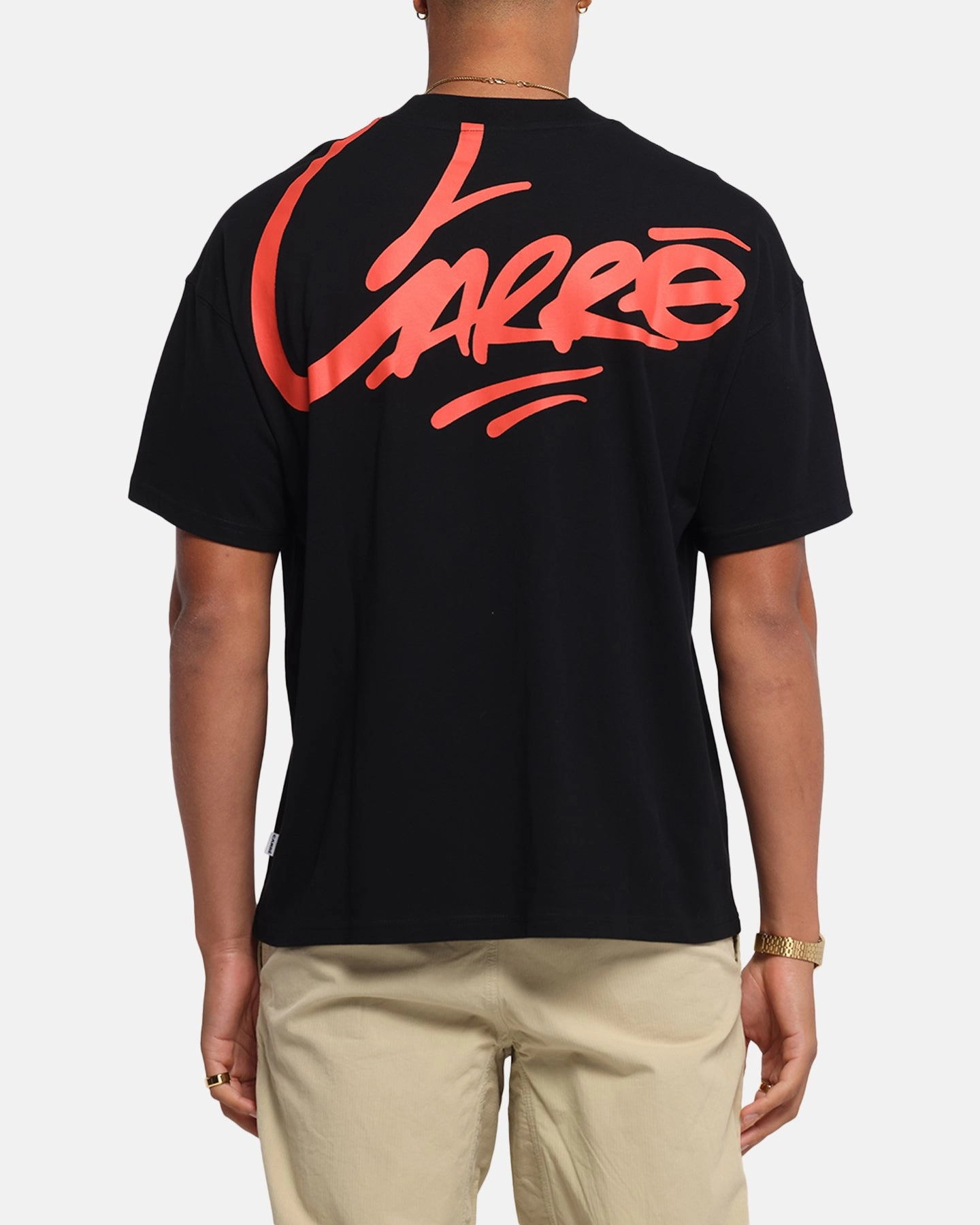 Movie Night Carre Graffiti Oversized Ringer T-Shirt Black/Red