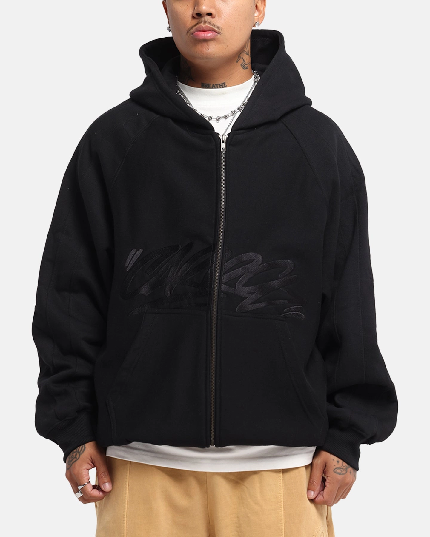 Carre Grit Hoodie Black Odor Control Fabric Taped Zipper Closures