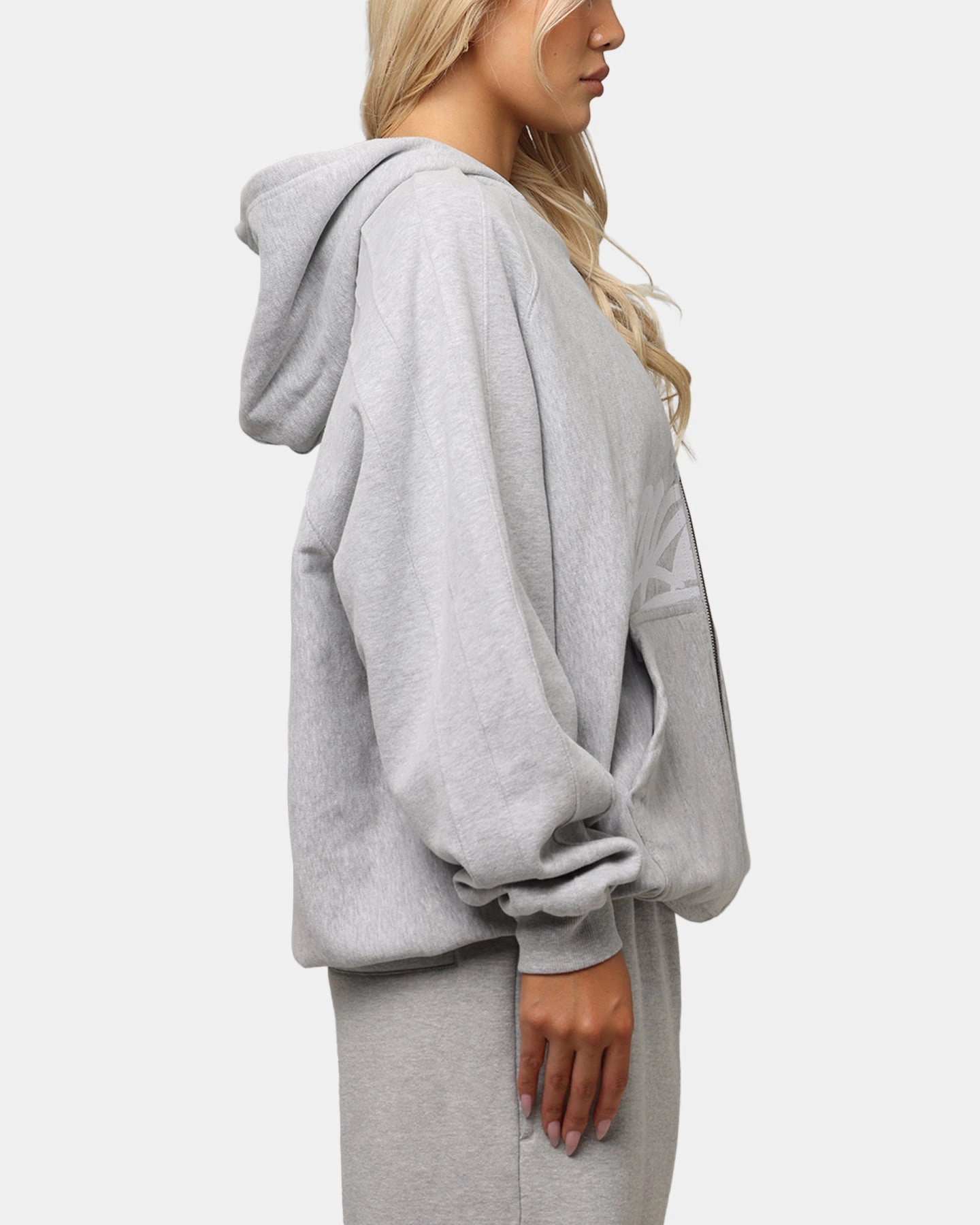 Carre Grit Zip Hoodie Grey Marle Minimal Look