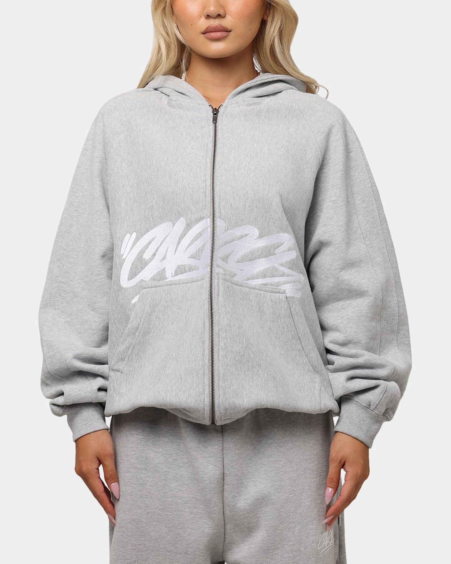 Lipstick complementary item Carre Grit Zip Hoodie Grey Marle