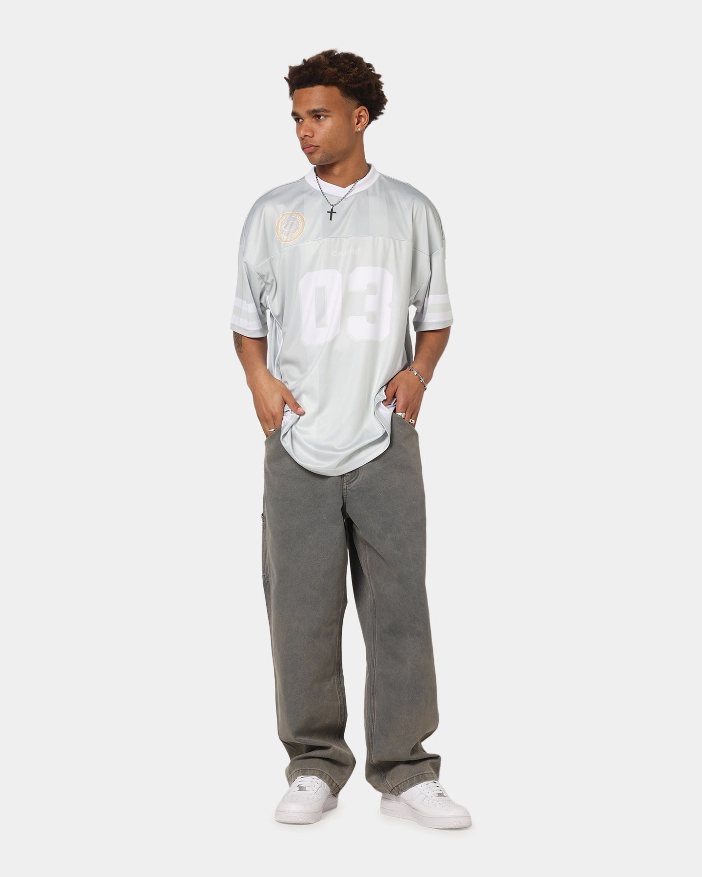 Carre Halftime Football Jersey Grey Smooth Flatlock Stitching
