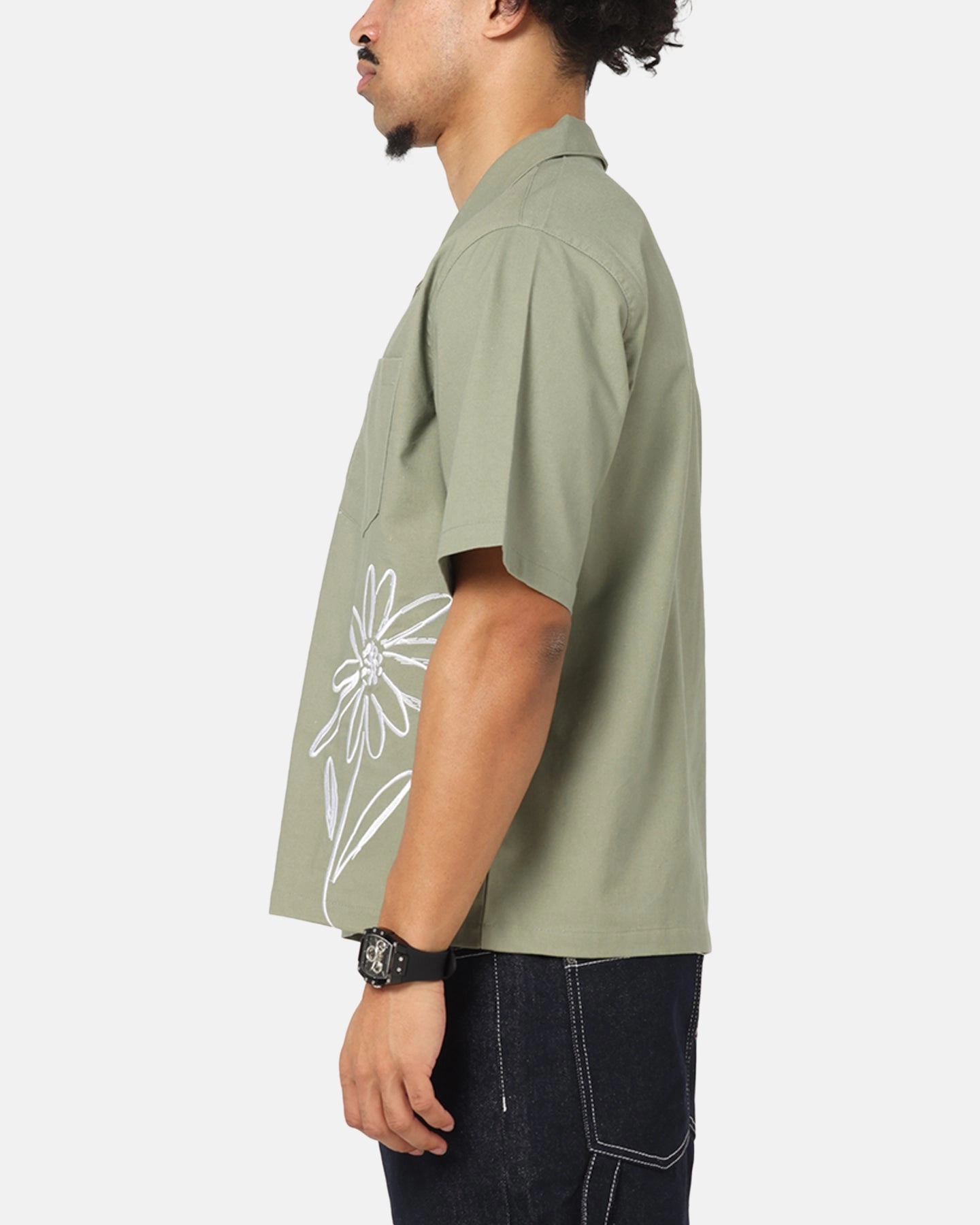 bohemian flair Summer Fashion Carre Hand Picked Button Up Shirt Green