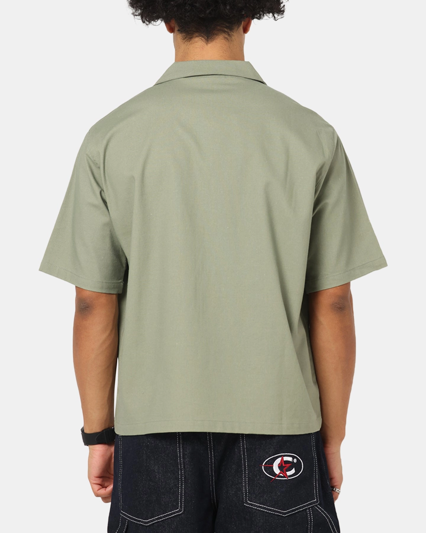 Carre Hand Picked Button Up Shirt Green Pocket Detail