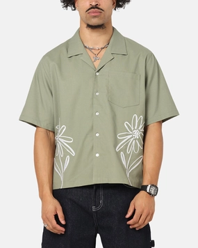 Relaxed Comfort Carre Hand Picked Button Up Shirt Green