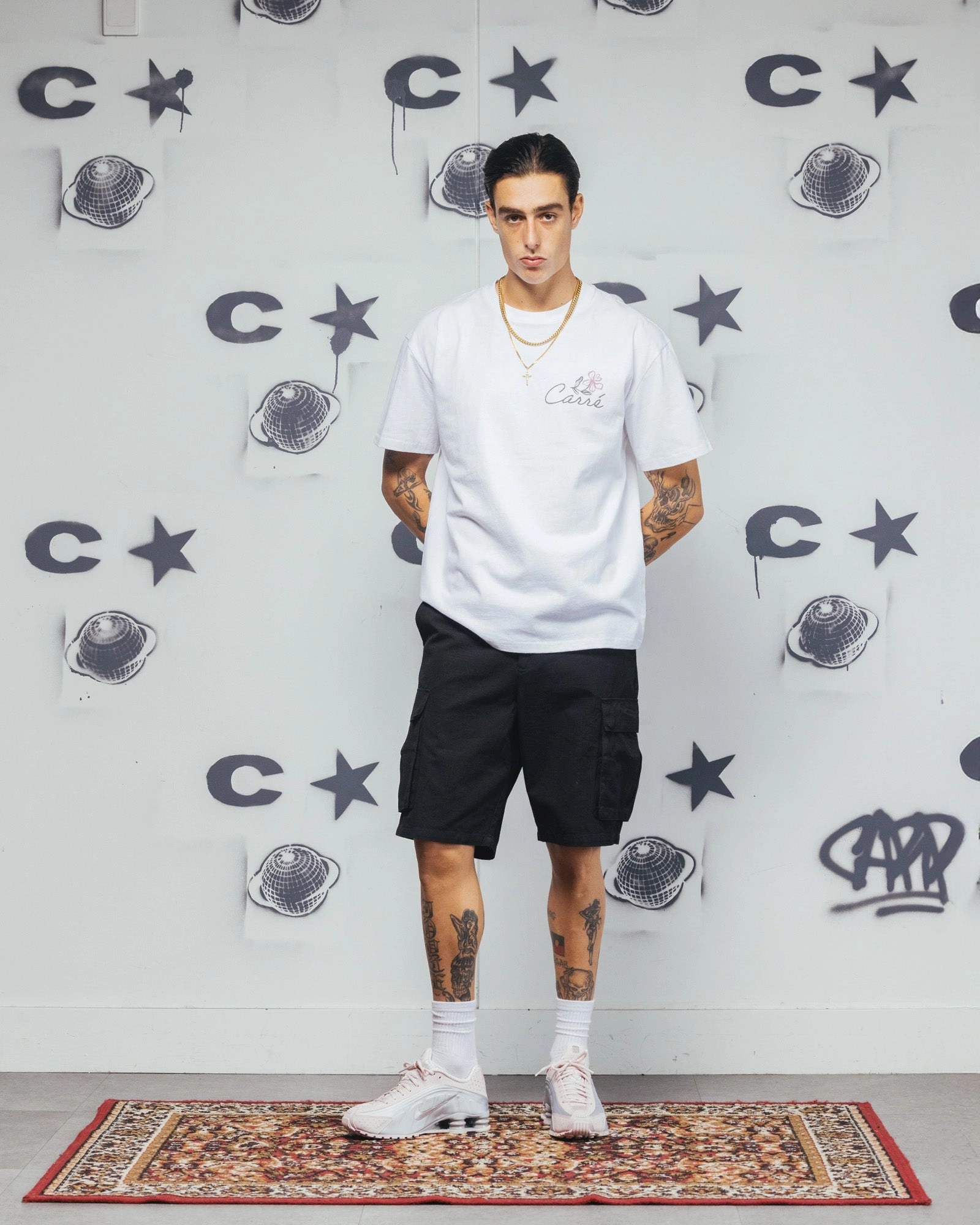 Carre Hand Picked T-Shirt White Garment Washed Texture