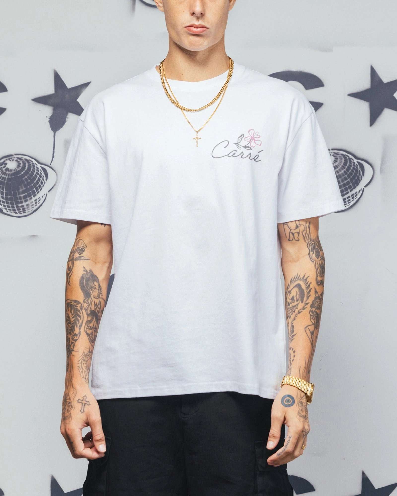 Elegant Detail LowImpactDye Carre Hand Picked T-Shirt White
