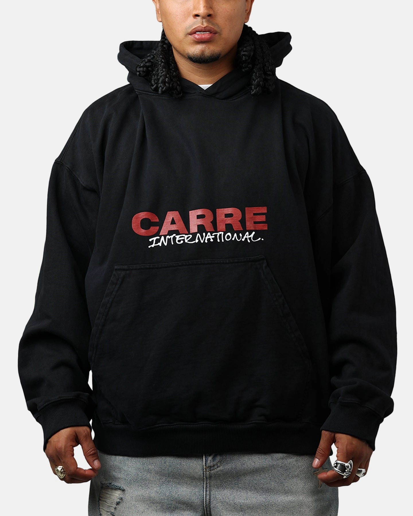 Carre Handdrawn Hoodie Black Earrings Cruise