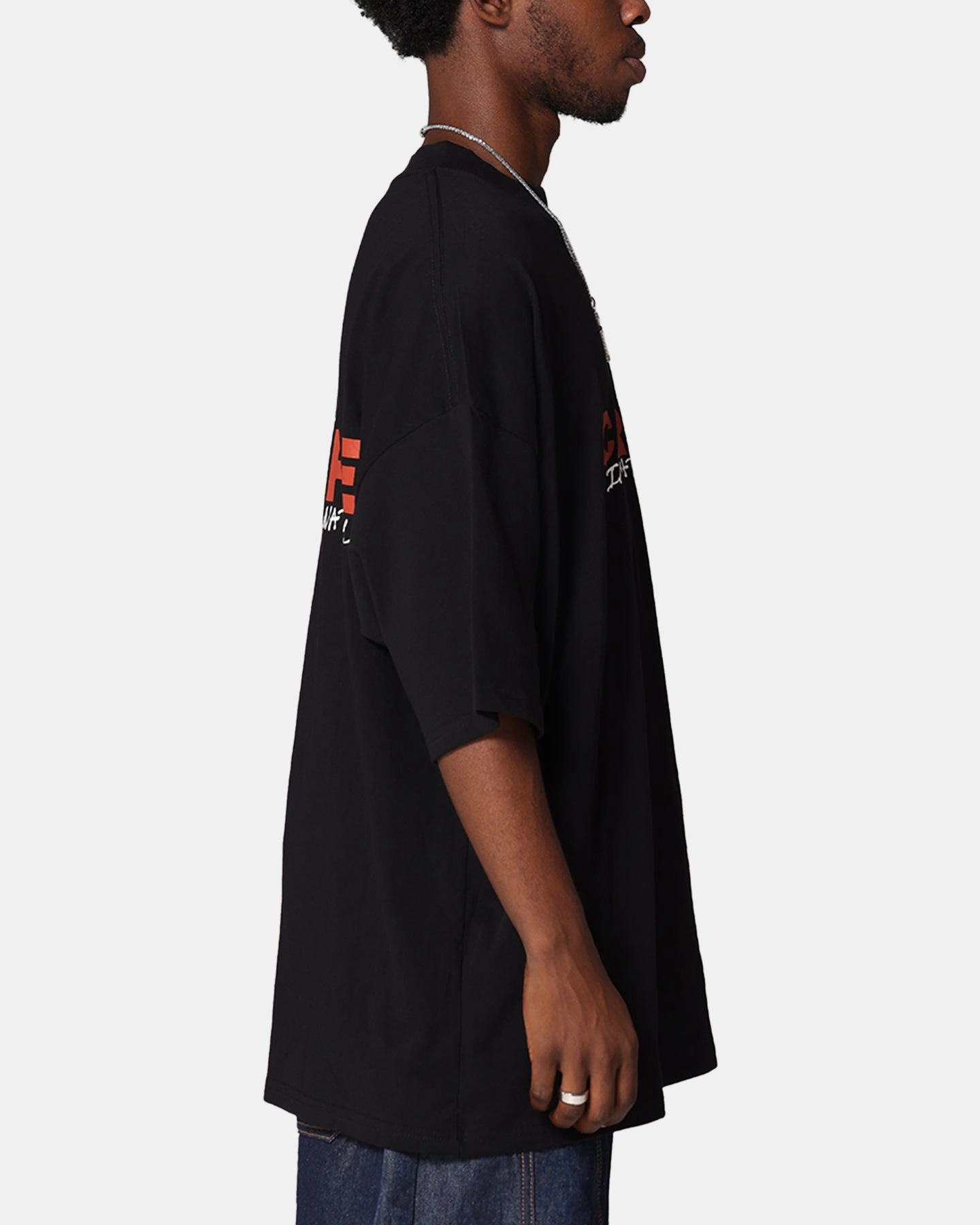 Carre Handdrawn Mock Neck T-Shirt Black Cool and Relaxed