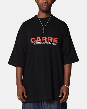 Carre Handdrawn Mock Neck T-Shirt Black Polka Dot Pattern sporty wear